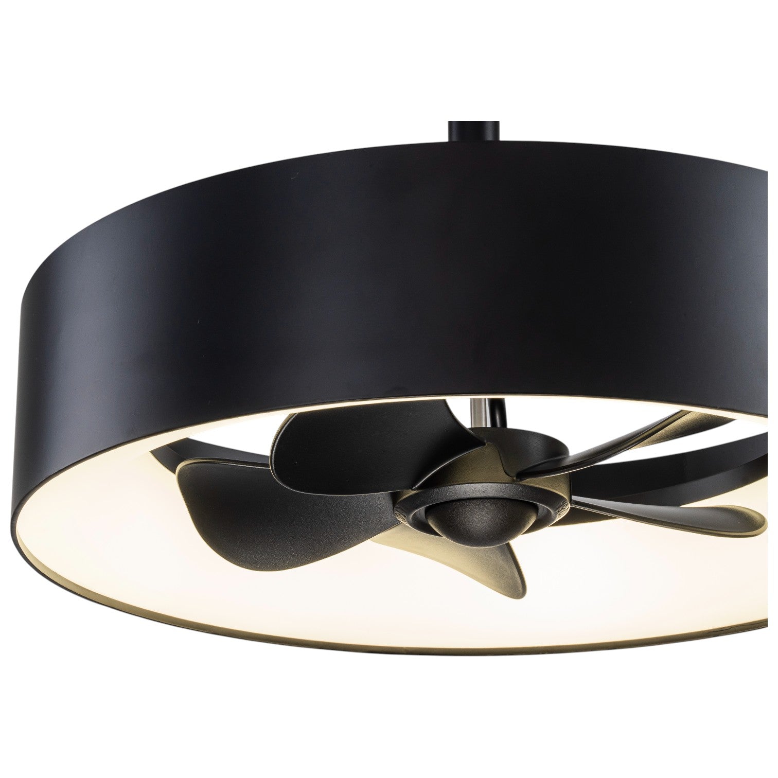 Glowlings 1-Light Modern 18"Wide Round Matte Black LED Ceiling Fan Light with Remote & APP