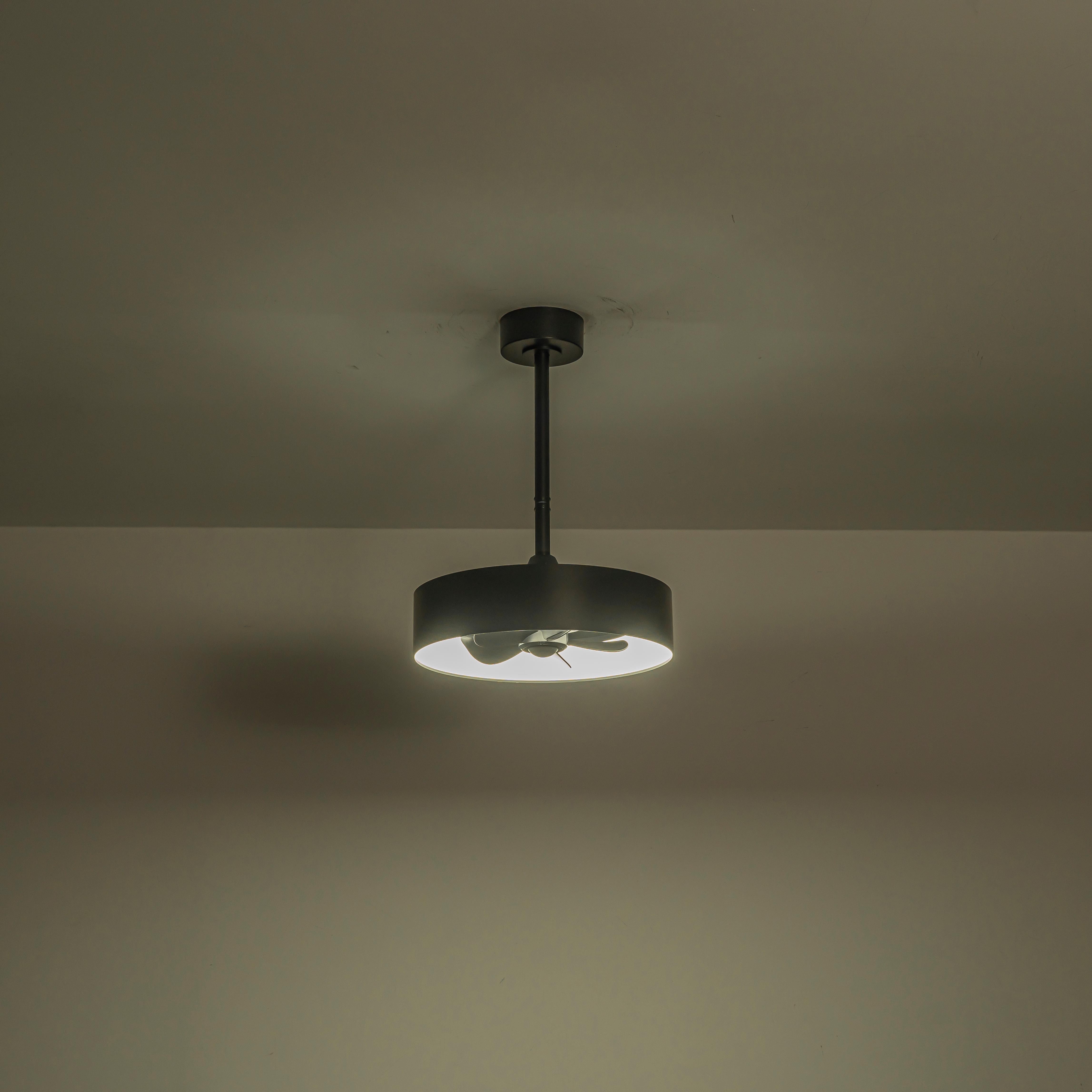 Glowlings 1-Light Modern 18"Wide Round Matte Black LED Ceiling Fan Light with Remote & APP