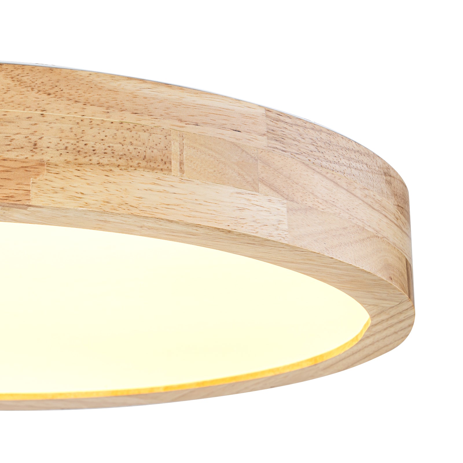 Glowlings 1-Light Modern 15"Wide Round Organic Wood LED Flush Mount Low Profile Ceiling Light