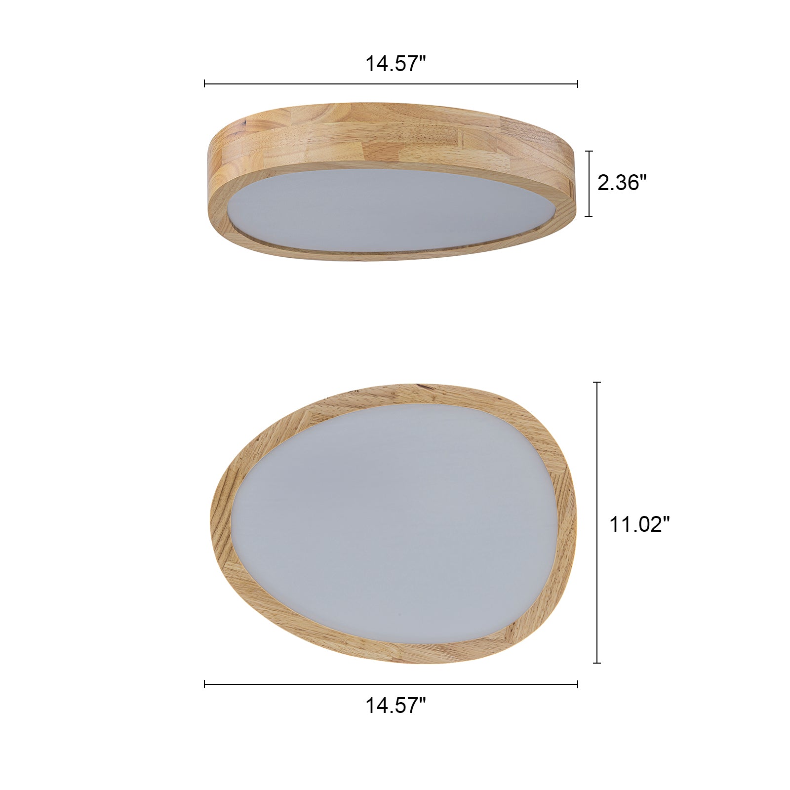 Glowlings 1-Light Modern 15"Wide Round Organic Wood LED Flush Mount Low Profile Ceiling Light