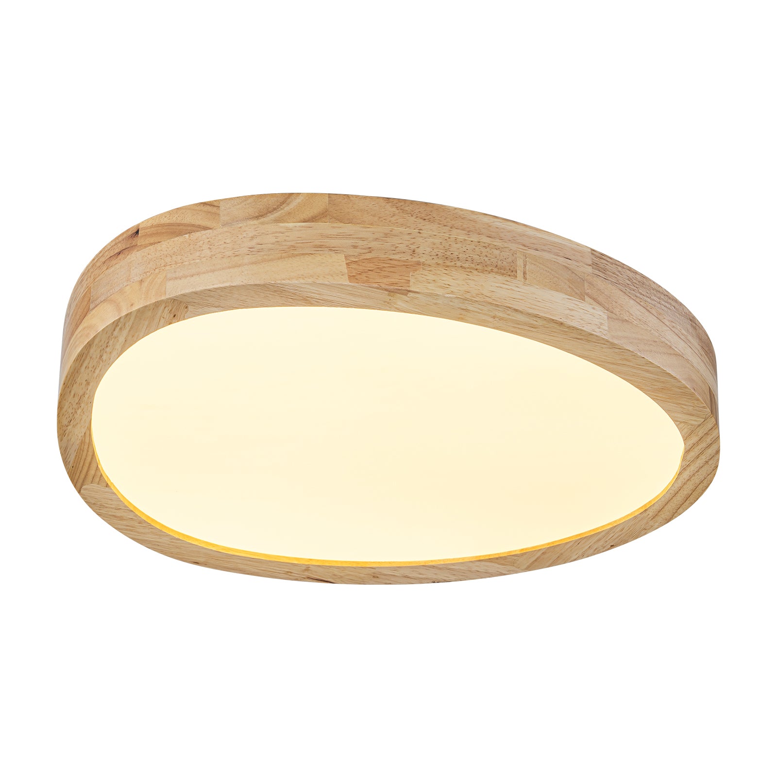 Glowlings 1-Light Modern 15"Wide Round Organic Wood LED Flush Mount Low Profile Ceiling Light