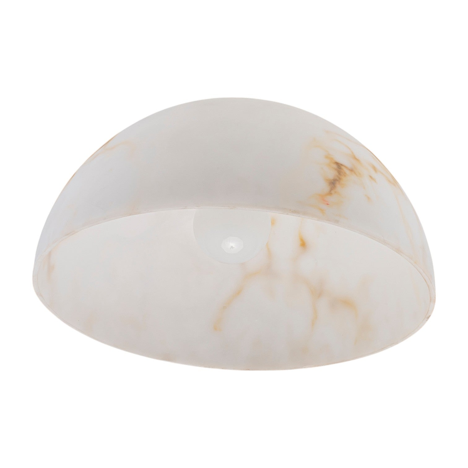 Glowlings 1-Light Modern White Faux Alabaster Marble Bowl Hanging Dome Pendant Light Island Light