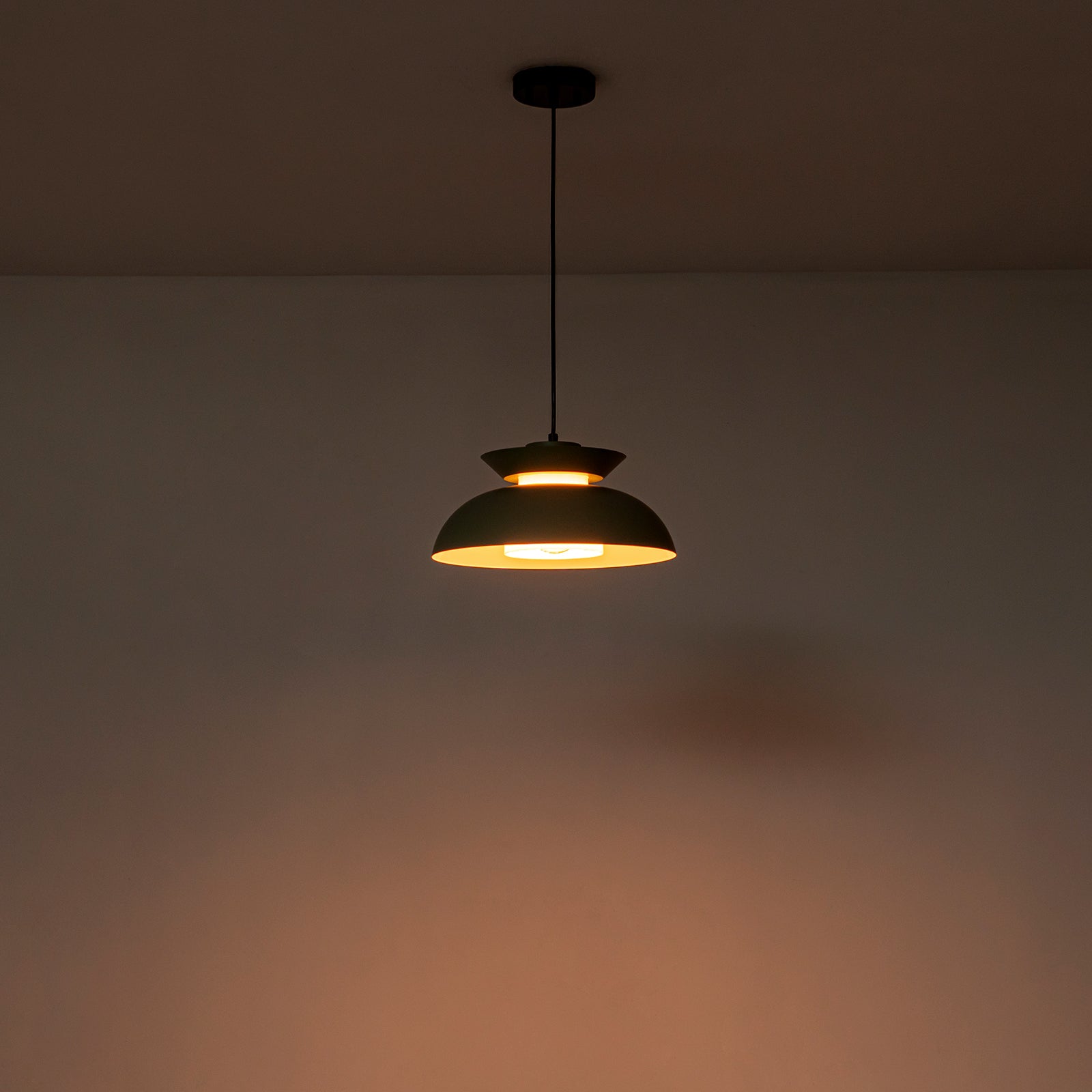 Glowlings 1-Light Nordic Industrial 14"Wide Macaron Green Dome Pendant Light