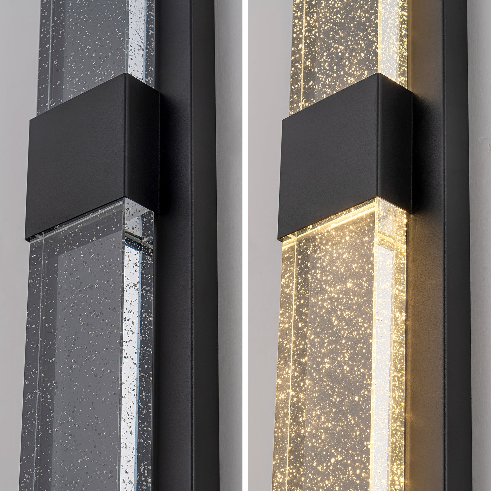 Glowlings 1-flammige, 81,3 cm hohe, rechteckige LED-Wandleuchte mit schwarzem Kristallglas für drinnen und draußen