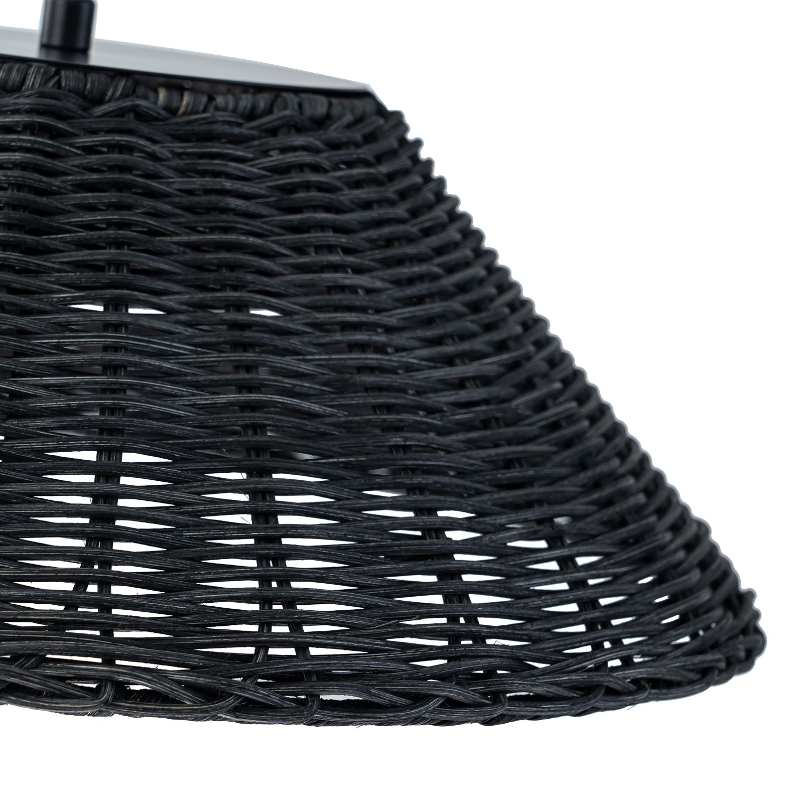 Glowlings 1-Light Retro 13"Wide LED Black Dome Natural Rattan Pendant Light