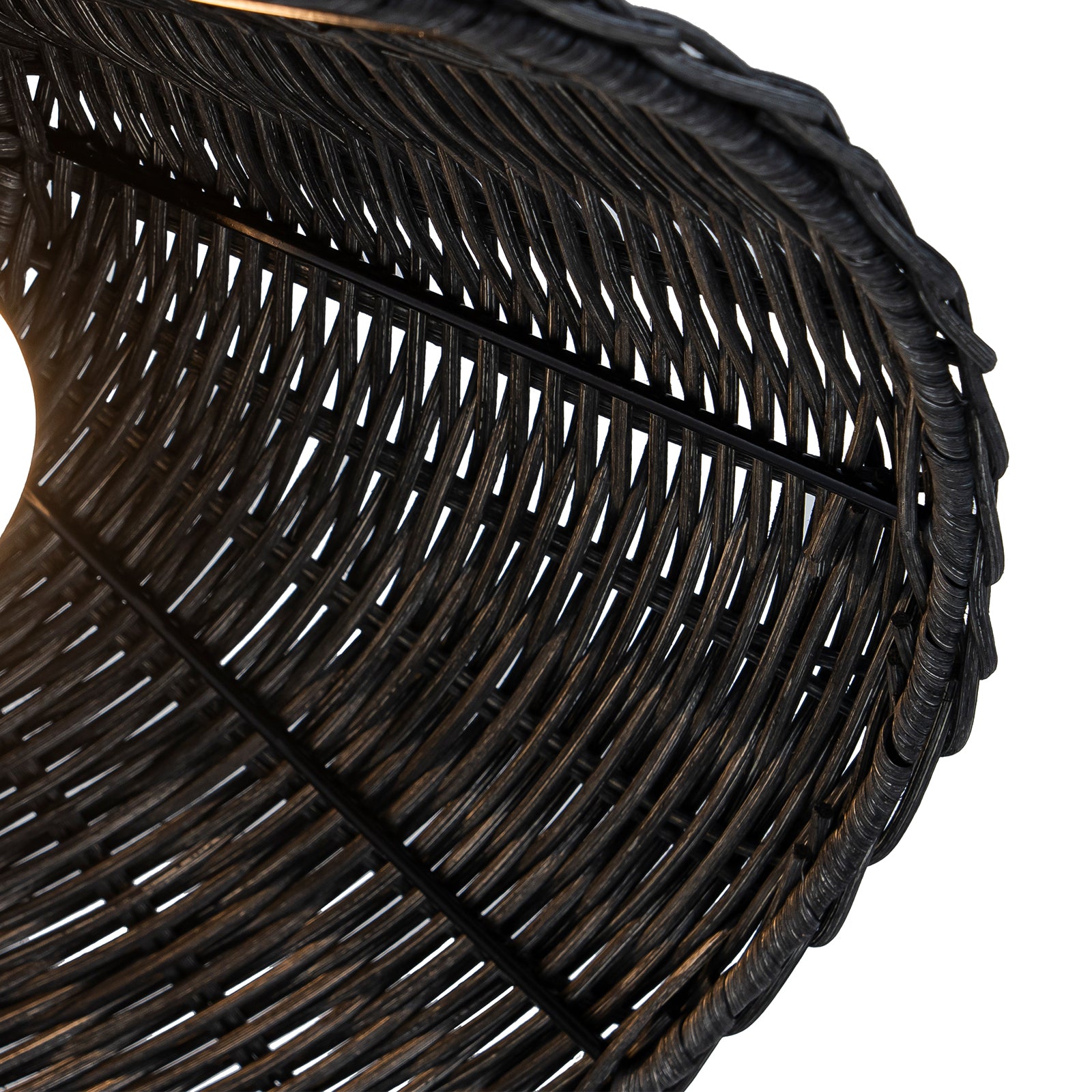Glowlings 1-Light Retro 13"Wide LED Black Dome Natural Rattan Pendant Light