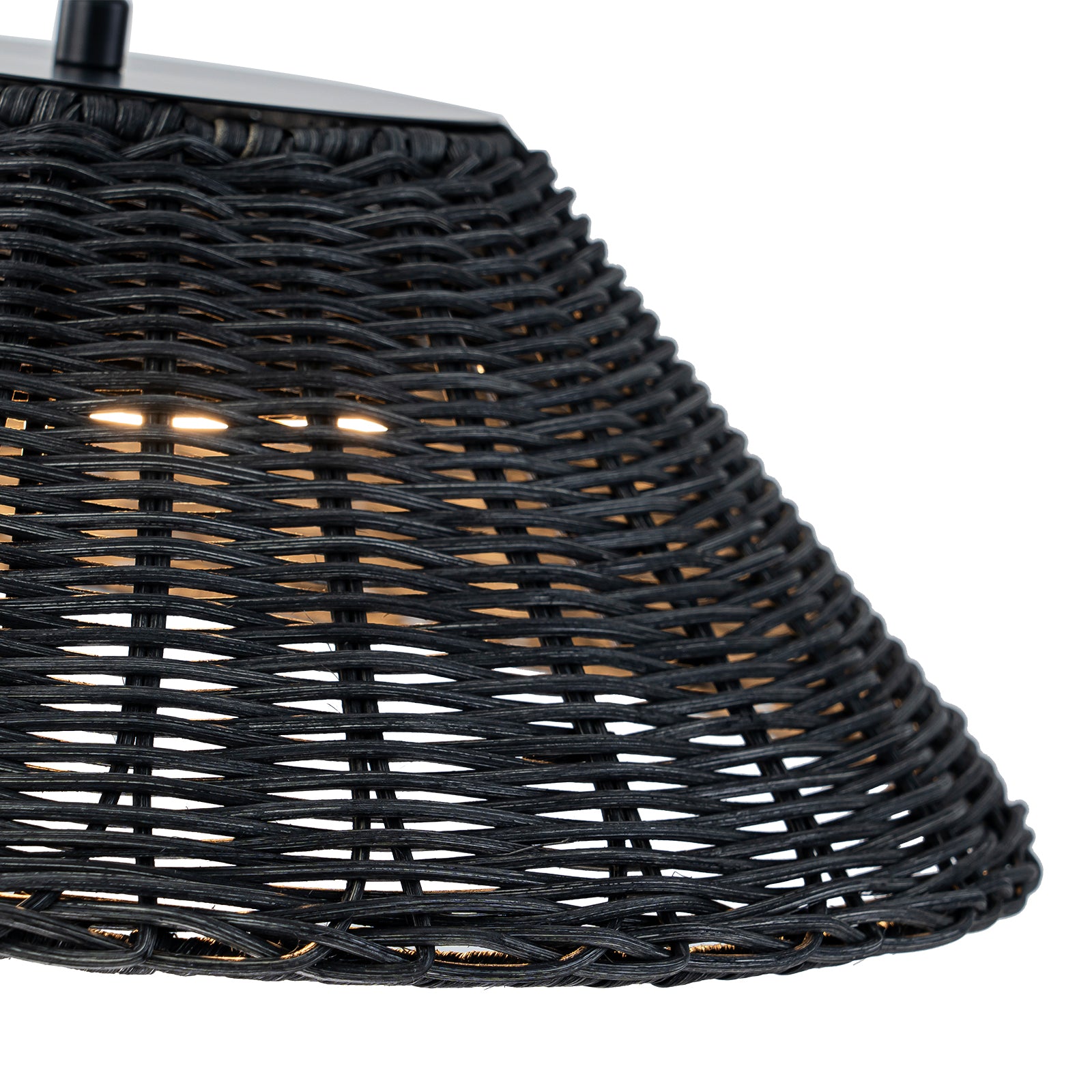 Glowlings 1-Light Retro 13"Wide LED Black Dome Natural Rattan Pendant Light