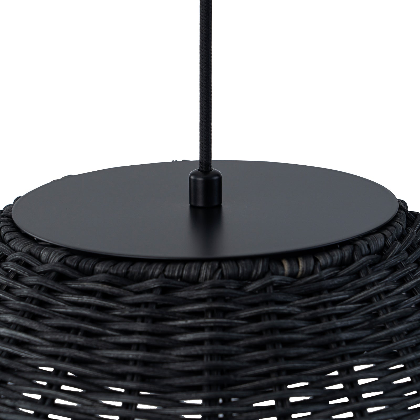 Glowlings 1-Light Retro 13"Wide LED Black Dome Natural Rattan Pendant Light