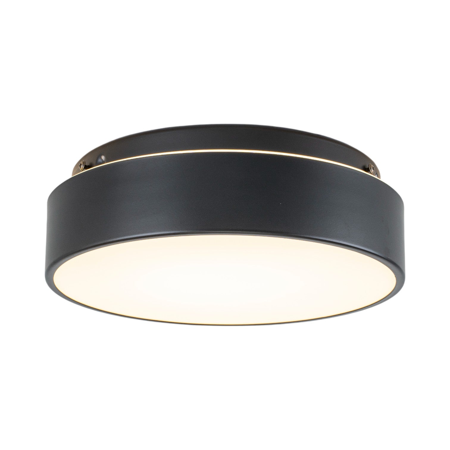 Glowlings 1-Light Modern 11"Wide Black/Warm Satin Gold Round Opal Glass LED Flush Mount with 5-CCT Selectable Switch