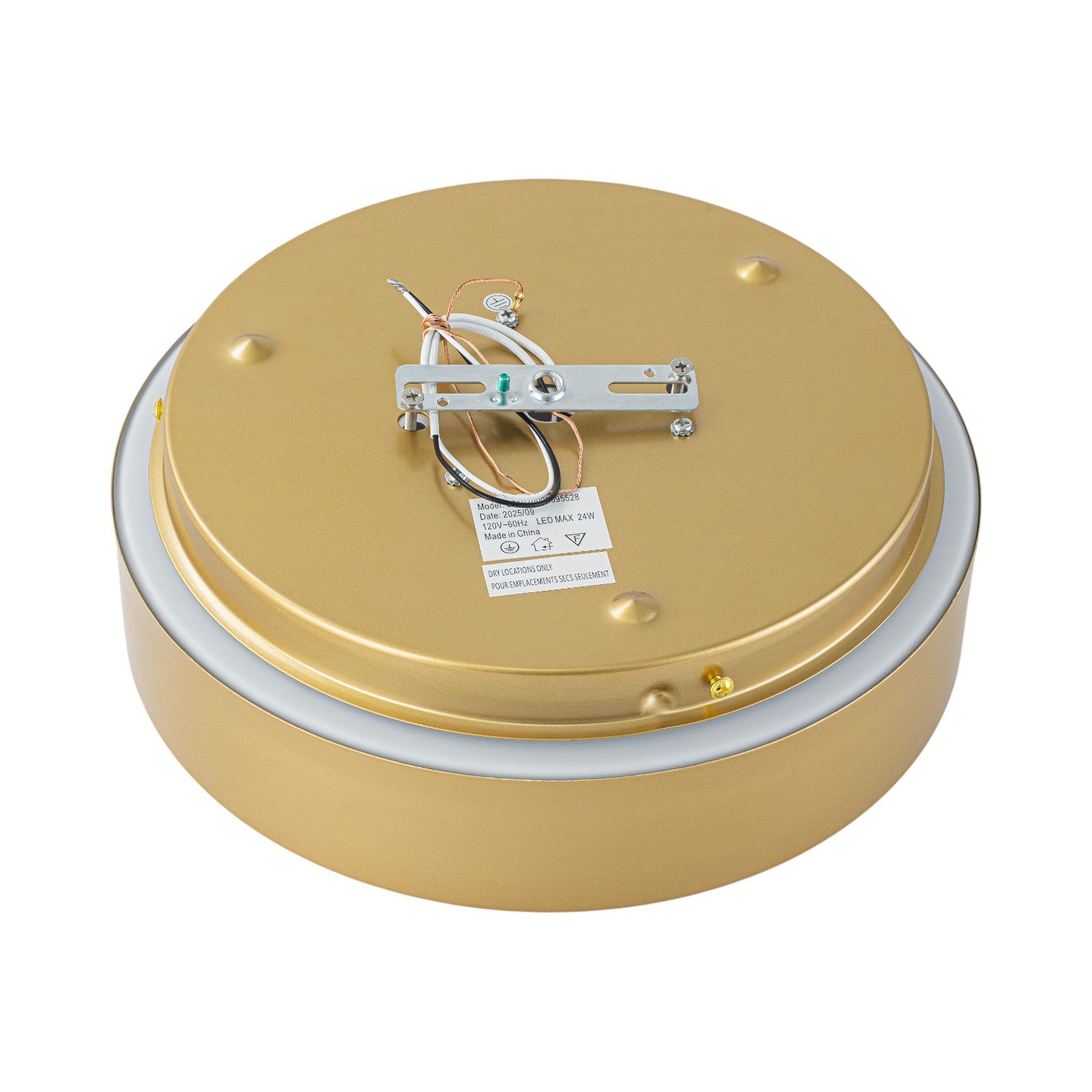 Glowlings 1-Light Modern 11"Wide Black/Warm Satin Gold Round Opal Glass LED Flush Mount with 5-CCT Selectable Switch