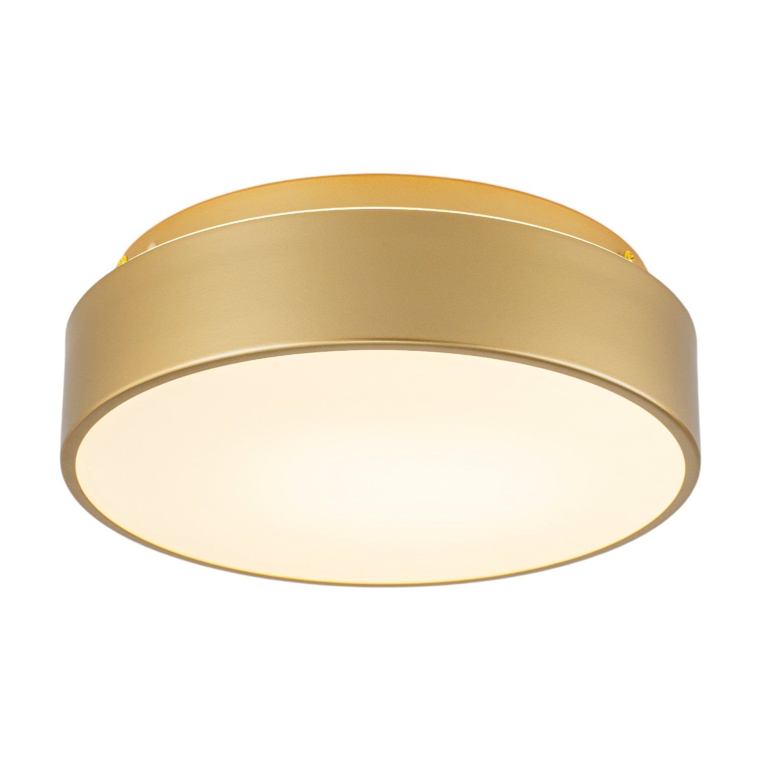 Glowlings 1-Light Modern 11"Wide Black/Warm Satin Gold Round Opal Glass LED Flush Mount with 5-CCT Selectable Switch