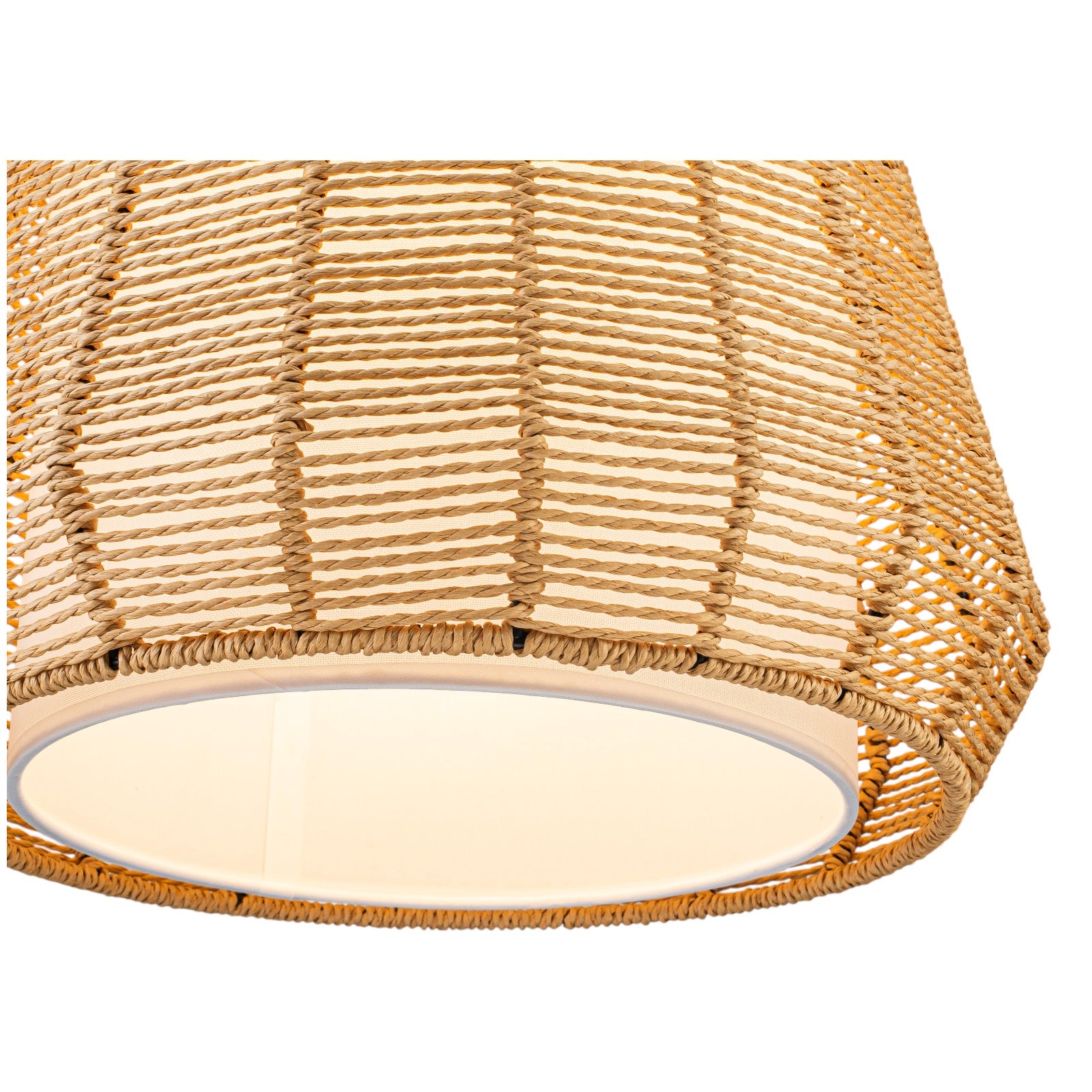 Glowlings 1-Light 16"Wide Rustic Natural Rattan Rope White Fabric Flush Mount