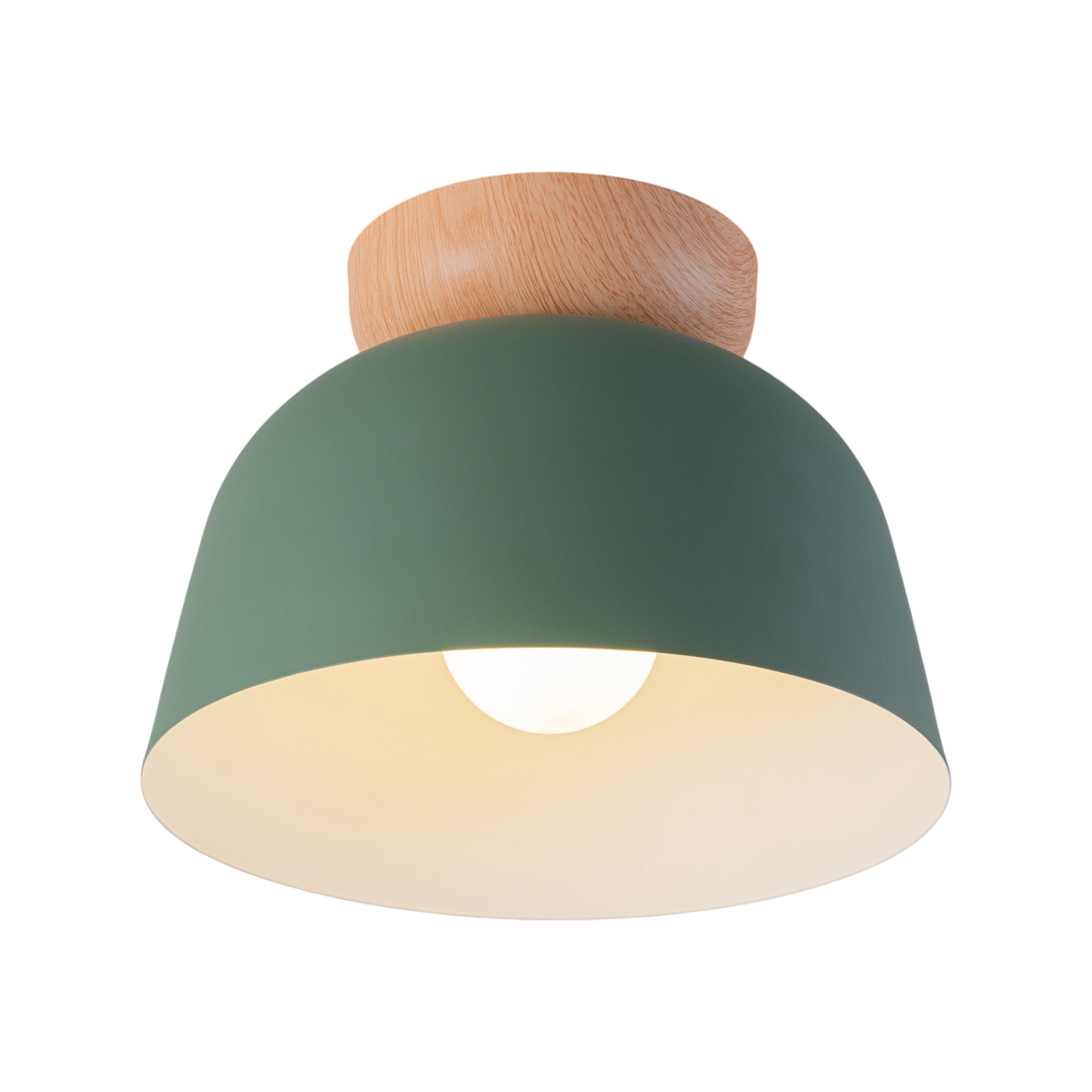 Glowlings 1-Light Modern 11"Wide Blue/Green Small Dome Wood Flush Mount Celiling Light