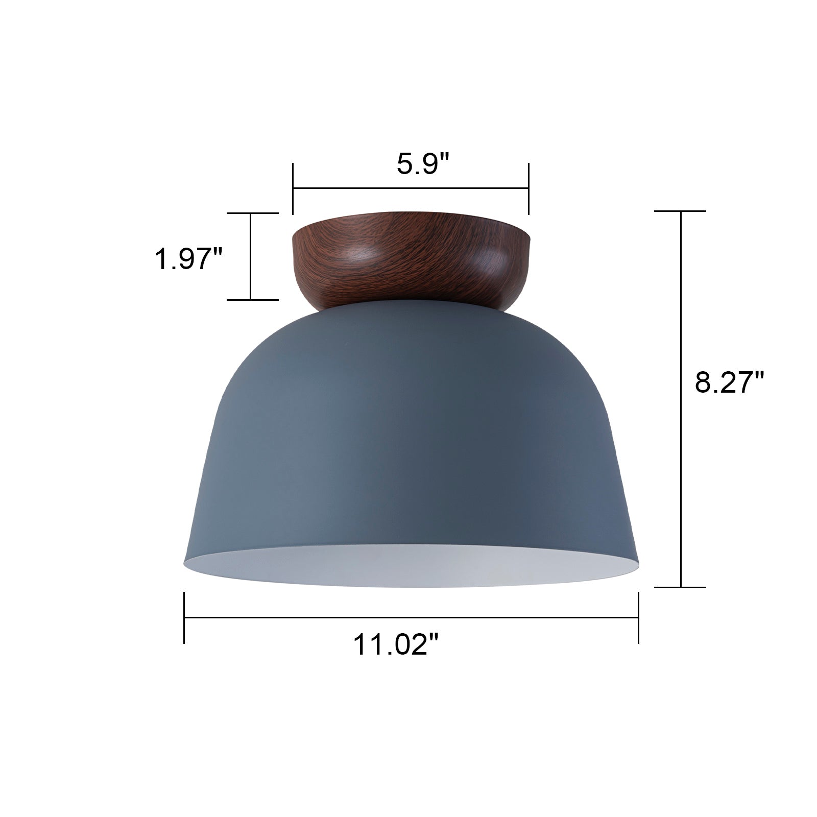 Glowlings 1-Light Modern 11"Wide Blue/Green Small Dome Wood Flush Mount Celiling Light