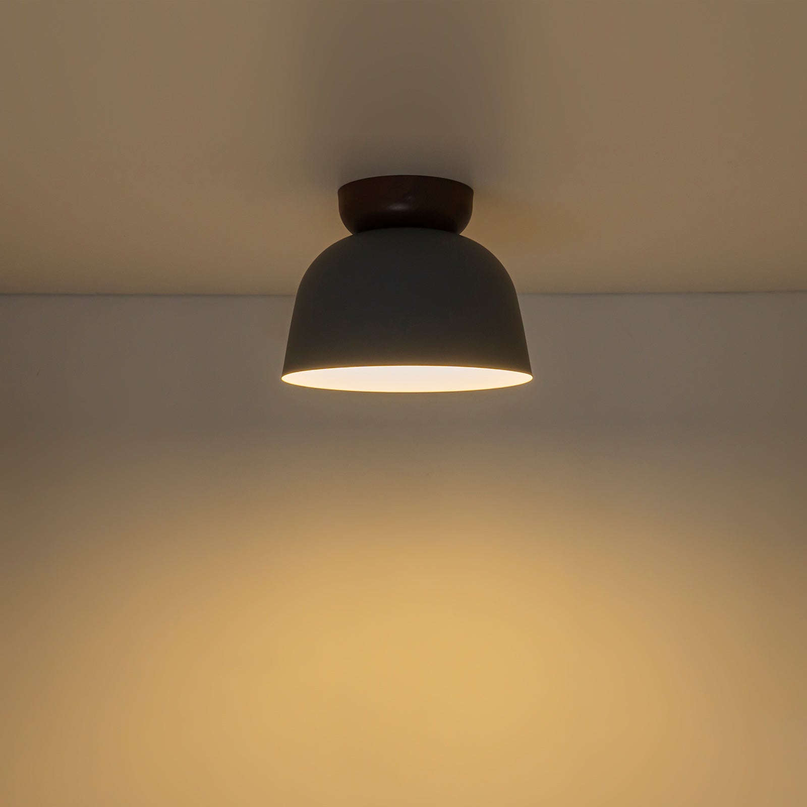 Glowlings 1-Light Modern 11"Wide Blue/Green Small Dome Wood Flush Mount Celiling Light