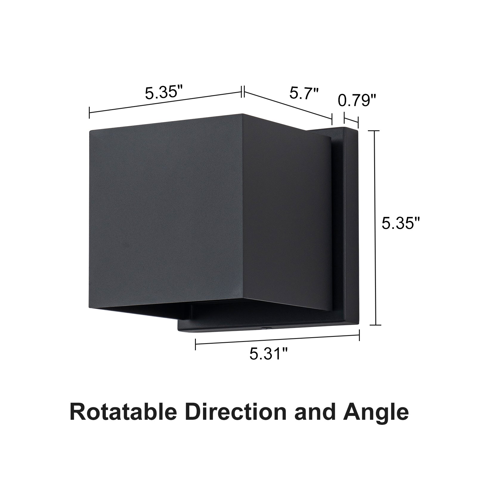 Glowlings 1-flammige kleine quadratische drehbare Wandleuchte für den Außenbereich in Mattschwarz