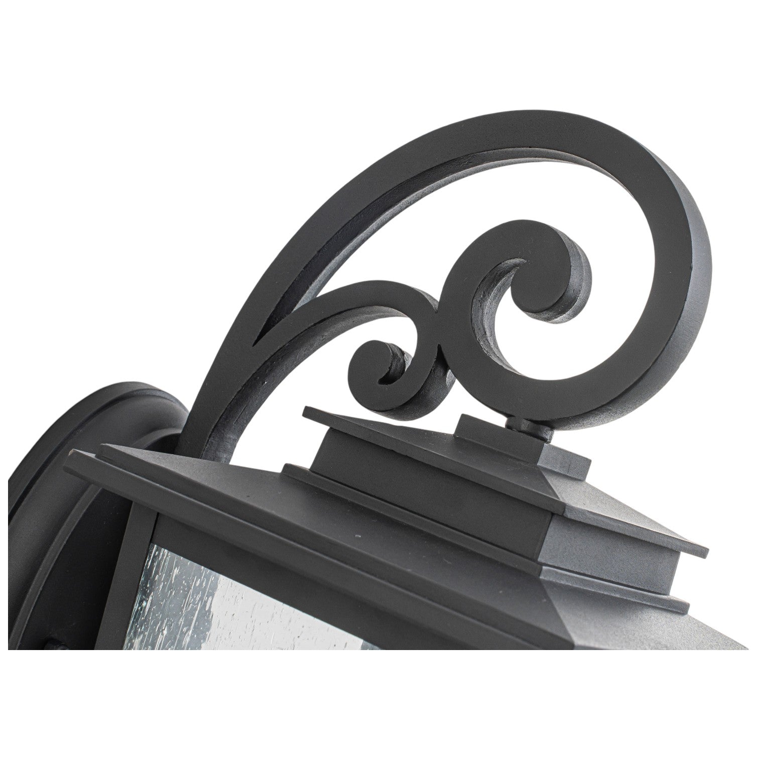 Glowlings 1-Light Traditional Lantern Outdoor Wall Sconce with Seeded Glass and Scroll Accent