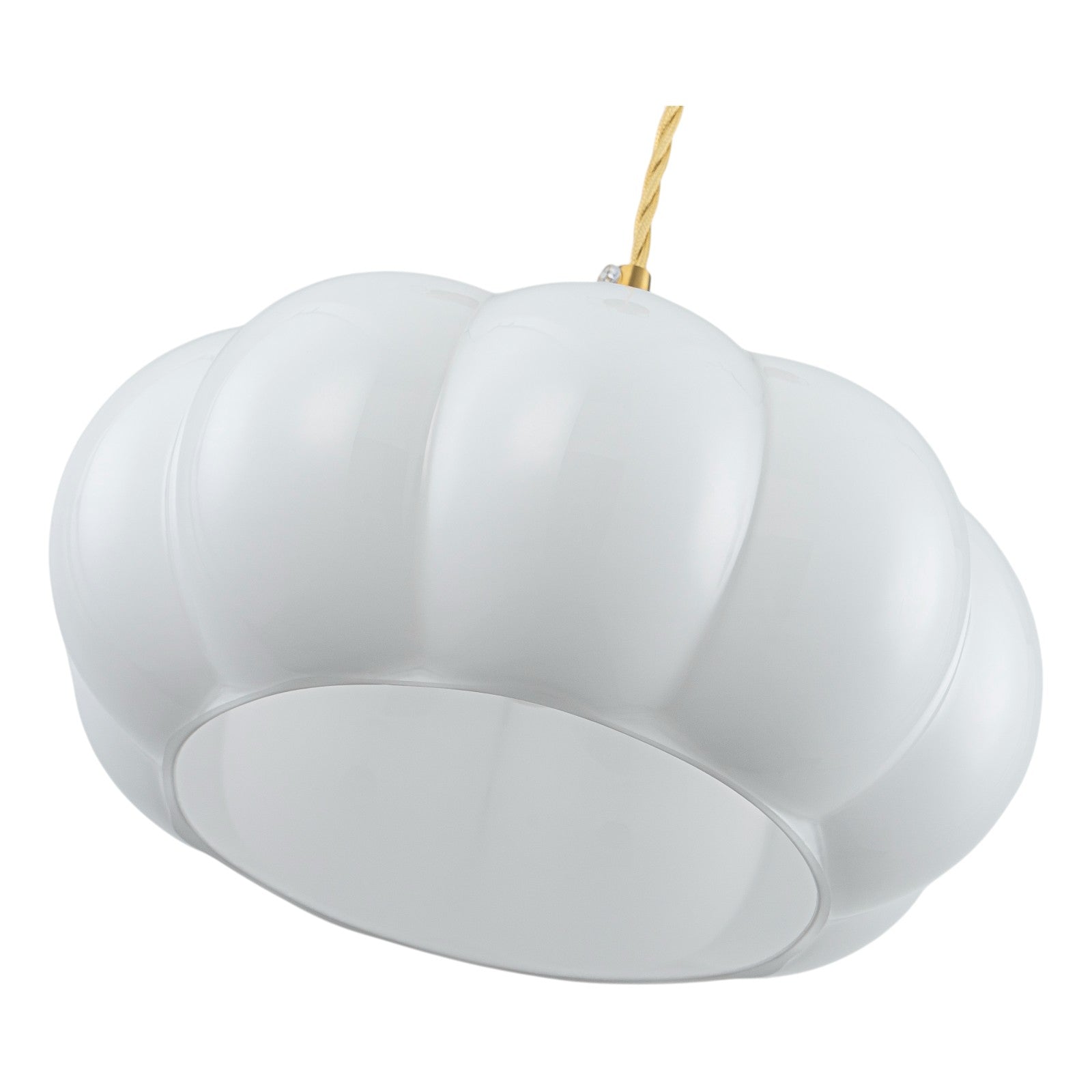 Glowlings 1-Light 10"Wide Vintage Antique Brass Opal Glass Pumpkin Small Pendant Light