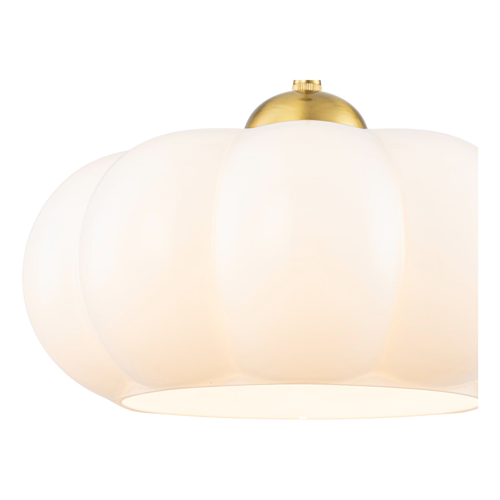 Glowlings 1-Light 10"Wide Vintage Antique Brass Opal Glass Pumpkin Small Pendant Light