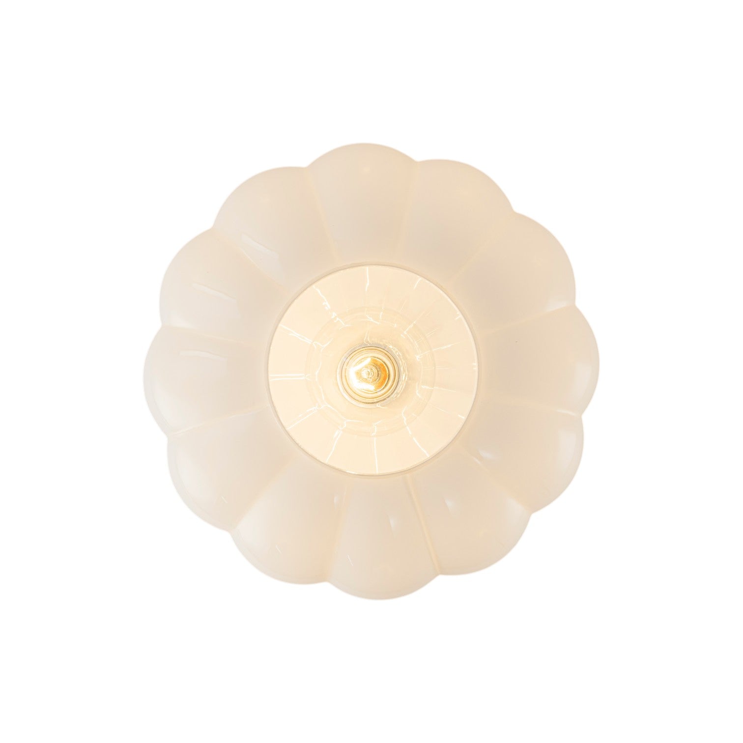 Glowlings 1-Light Vintage Antique Brass Opal Glass Pumpkin Small Semi-Flush Mount