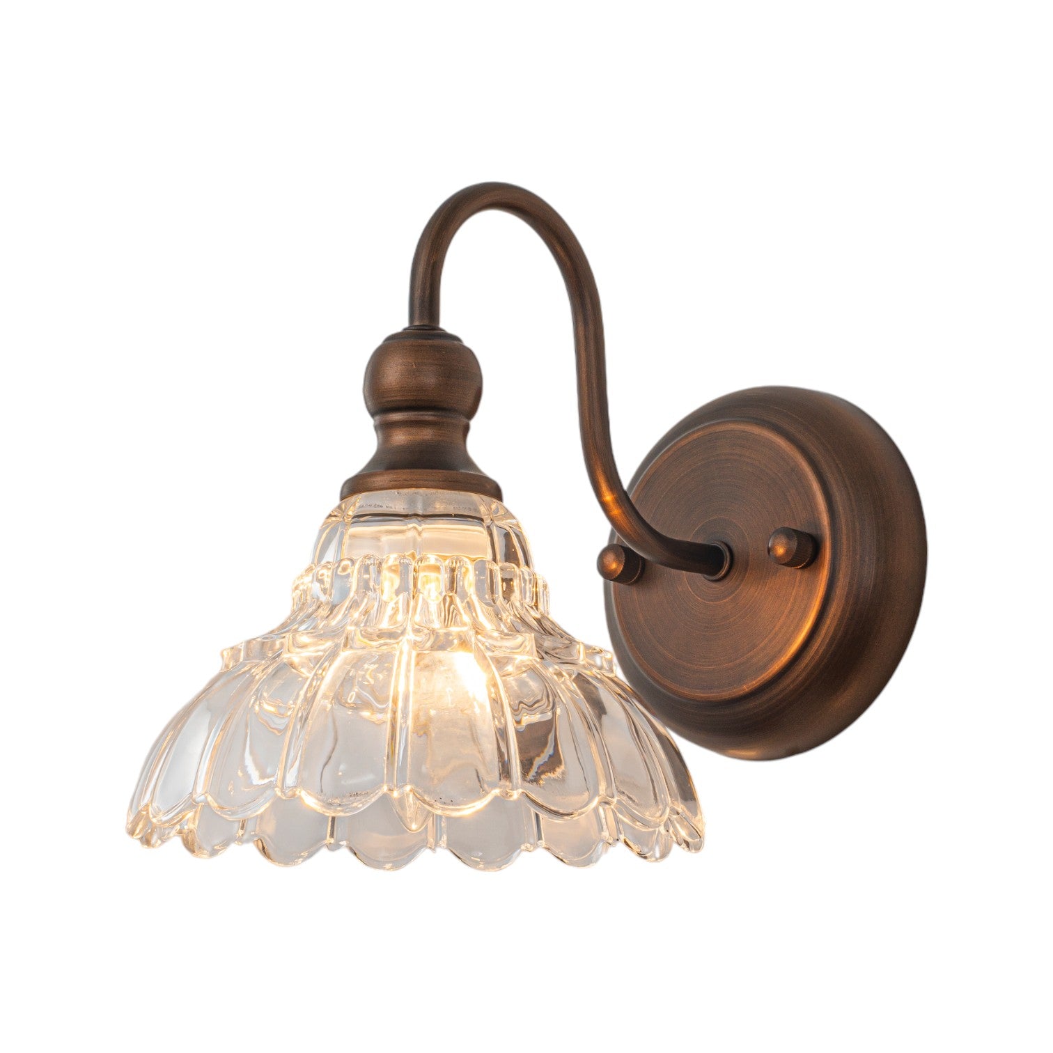 Glowlings 3/4-flammige Badezimmer-Waschtischleuchte im Vintage-Stil, Antik-Bronze, Glas, blumenförmig, über dem Spiegel