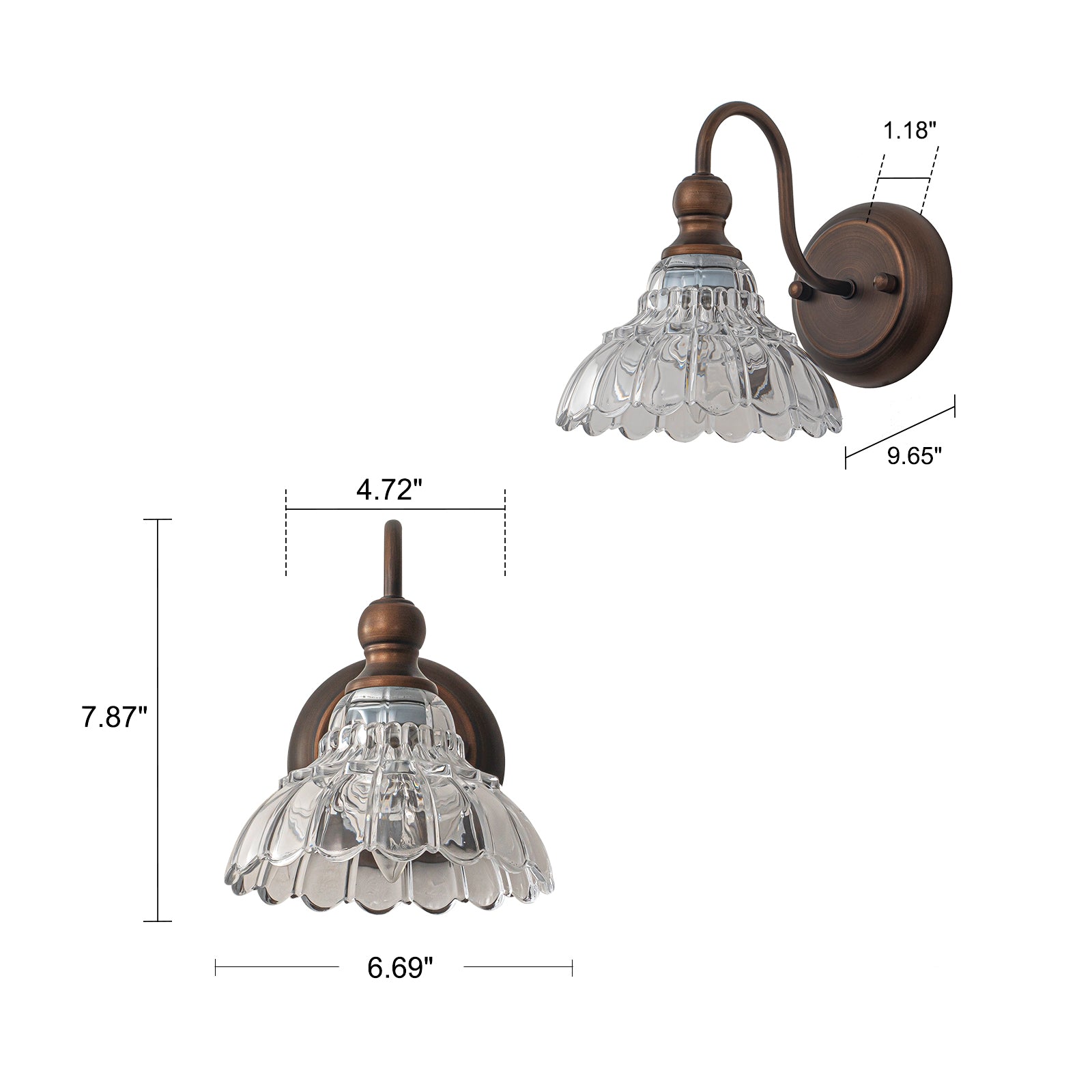 Glowlings 3/4-flammige Badezimmer-Waschtischleuchte im Vintage-Stil, Antik-Bronze, Glas, blumenförmig, über dem Spiegel