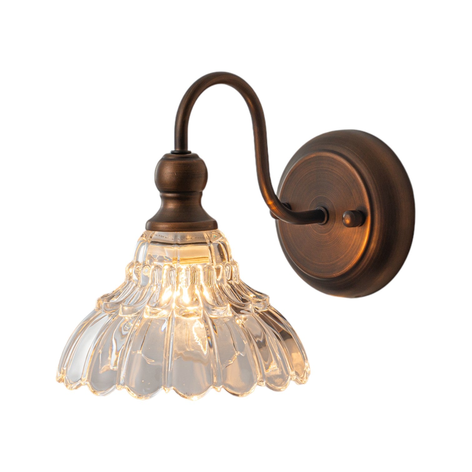 Glowlings 3/4-flammige Badezimmer-Waschtischleuchte im Vintage-Stil, Antik-Bronze, Glas, blumenförmig, über dem Spiegel
