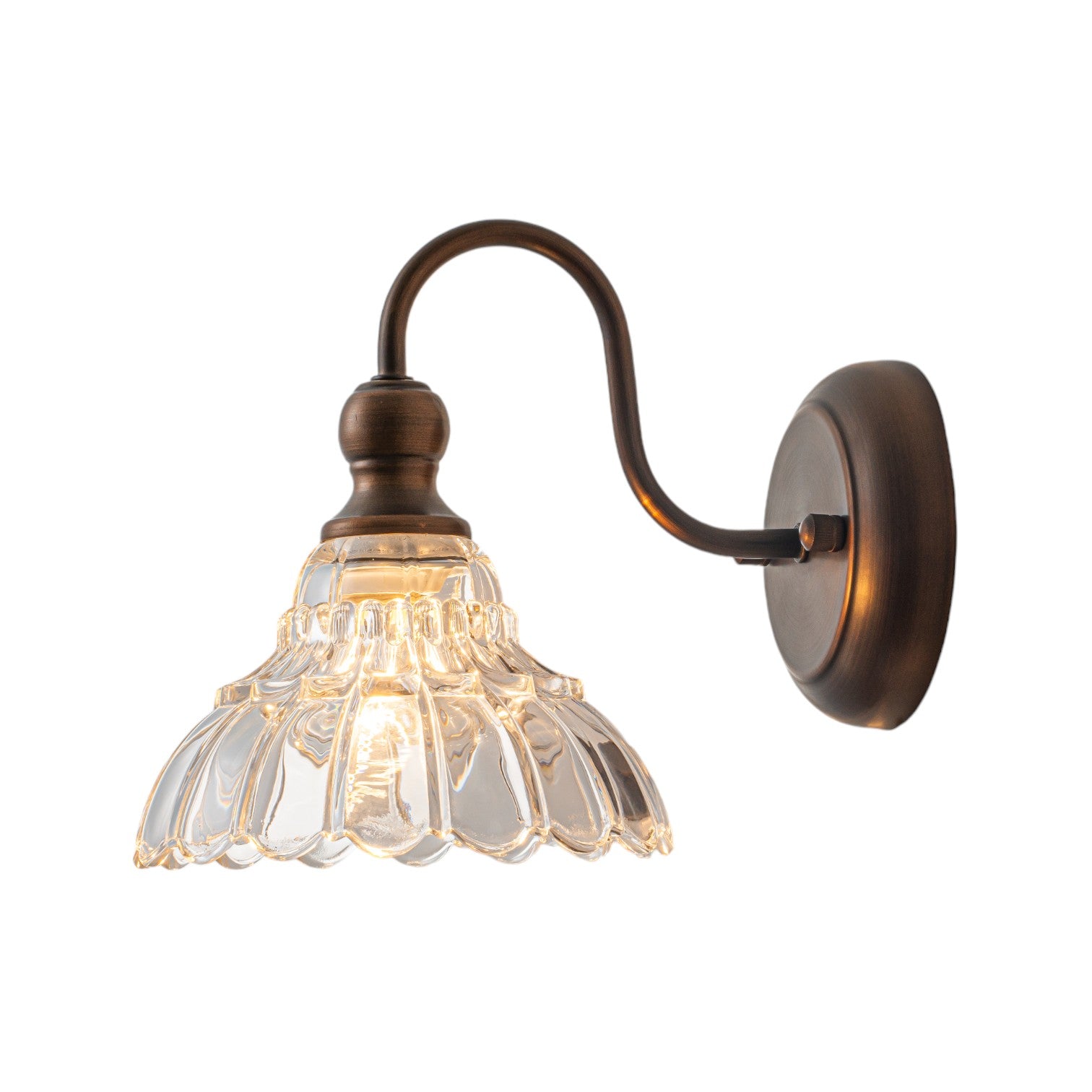 Glowlings 3/4-flammige Badezimmer-Waschtischleuchte im Vintage-Stil, Antik-Bronze, Glas, blumenförmig, über dem Spiegel