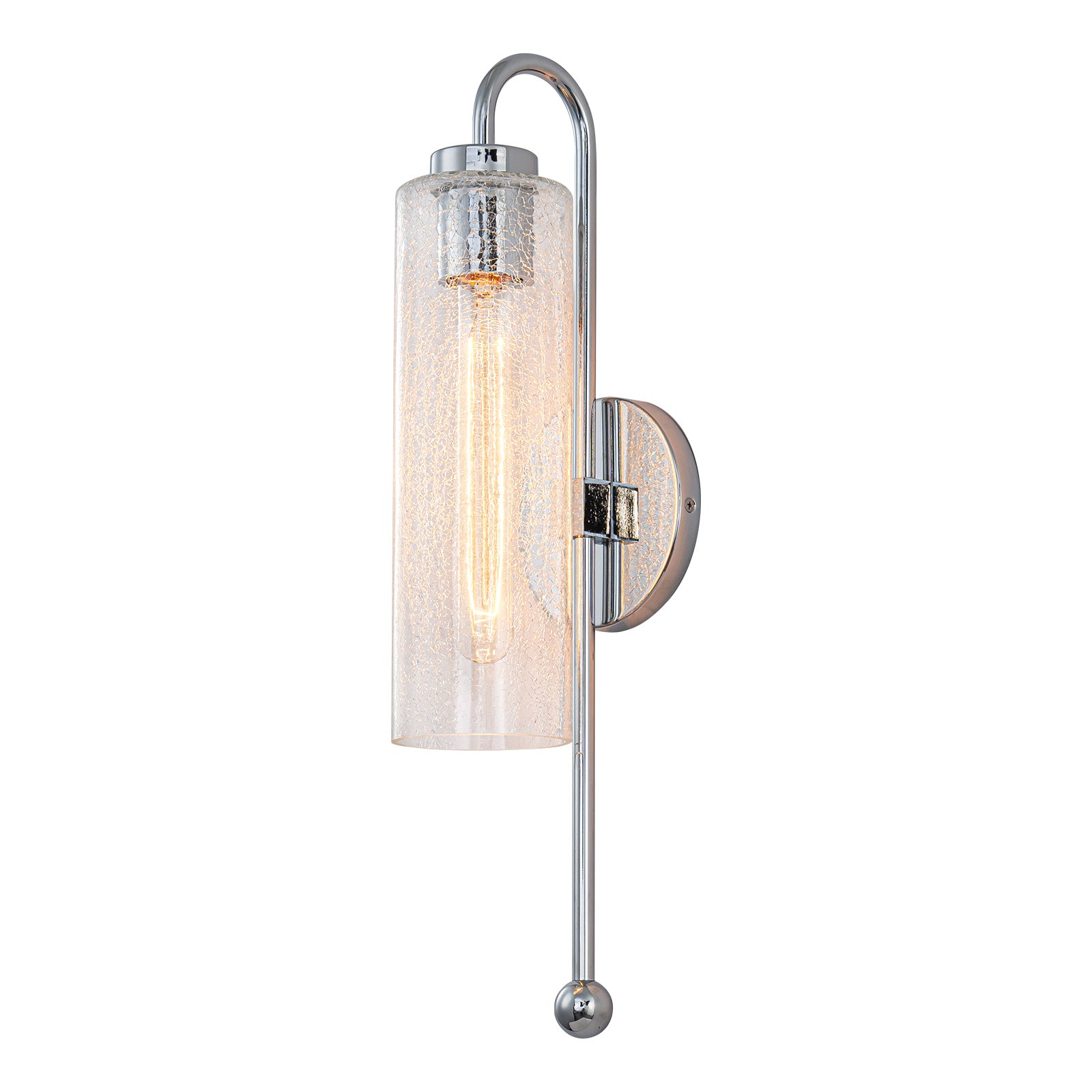 Glowlings 1-Light Vintage Crackle Glass Antique Brass Wall Sconce Bathroom Vanity Light