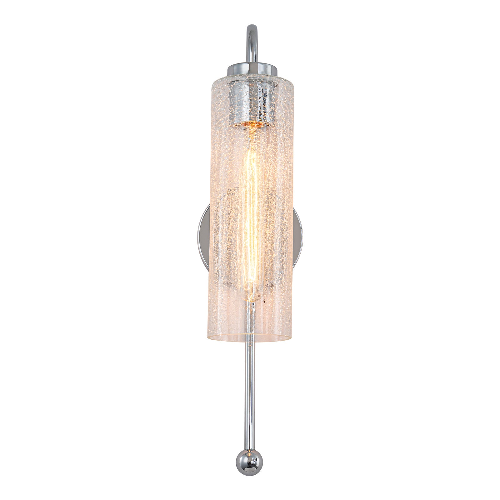 Glowlings 1-Light Vintage Crackle Glass Antique Brass Wall Sconce Bathroom Vanity Light