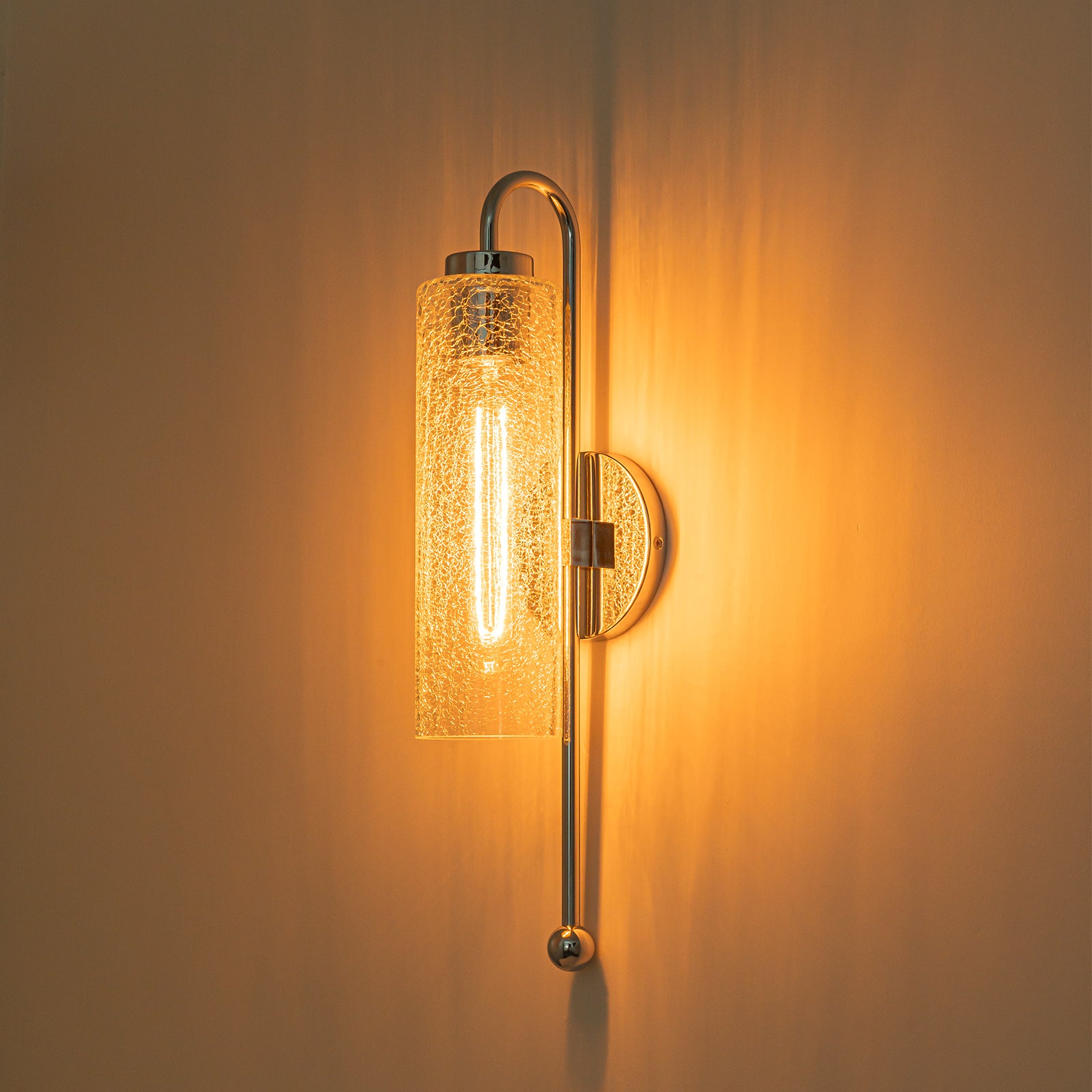 Glowlings 1-Light Vintage Crackle Glass Antique Brass Wall Sconce Bathroom Vanity Light