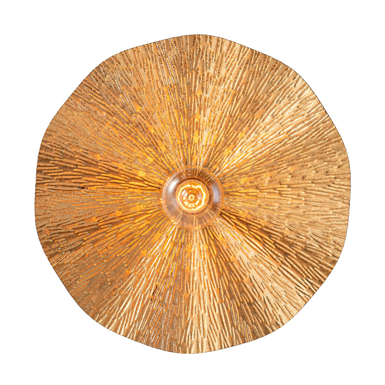 Glowlings 1-Light Vintage 13"Wide Gold Foil Flower Shape Flush Mount Ceiling Light
