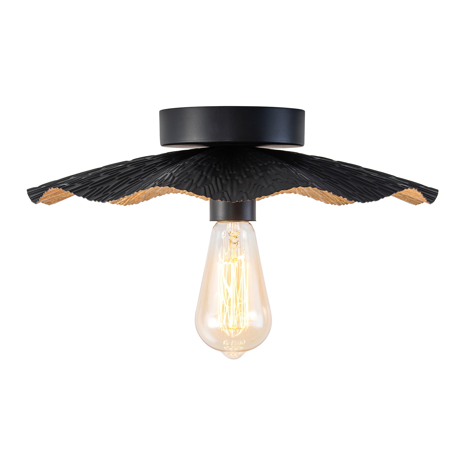 Glowlings 1-Light Vintage 13"Wide Gold Foil Flower Shape Flush Mount Ceiling Light