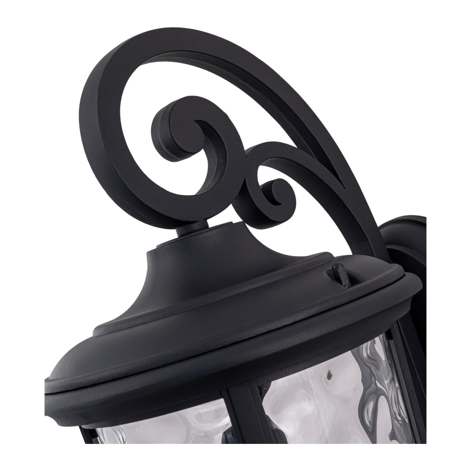 Glowlings 1-Light Vintage 21"High Matte Black IP23 Rippled Glass Outdoor Wall Sconce