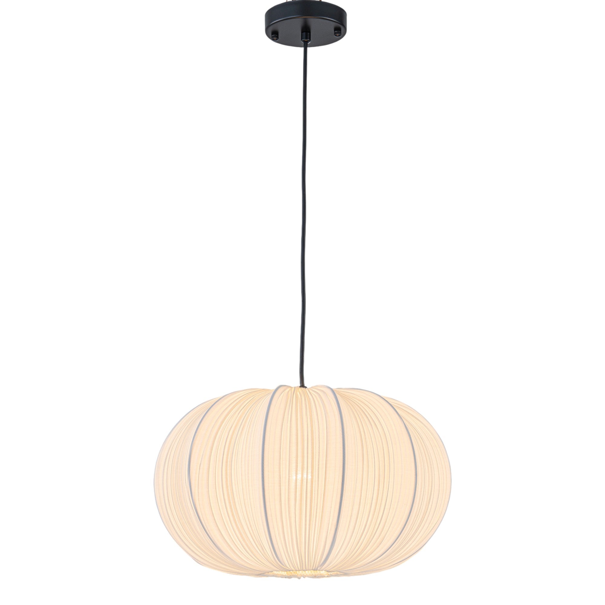 Glowlings 1-Light Vintage 16"Wide Pleated White Fabric Shade Chandelier