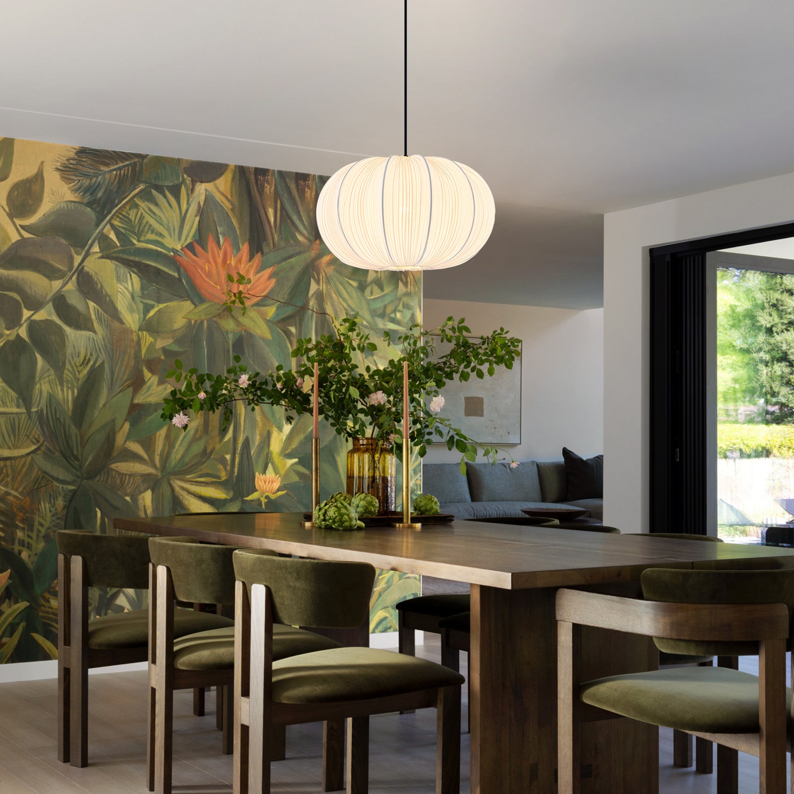 Glowlings 1-Light Vintage 16"Wide Pleated White Fabric Shade Chandelier