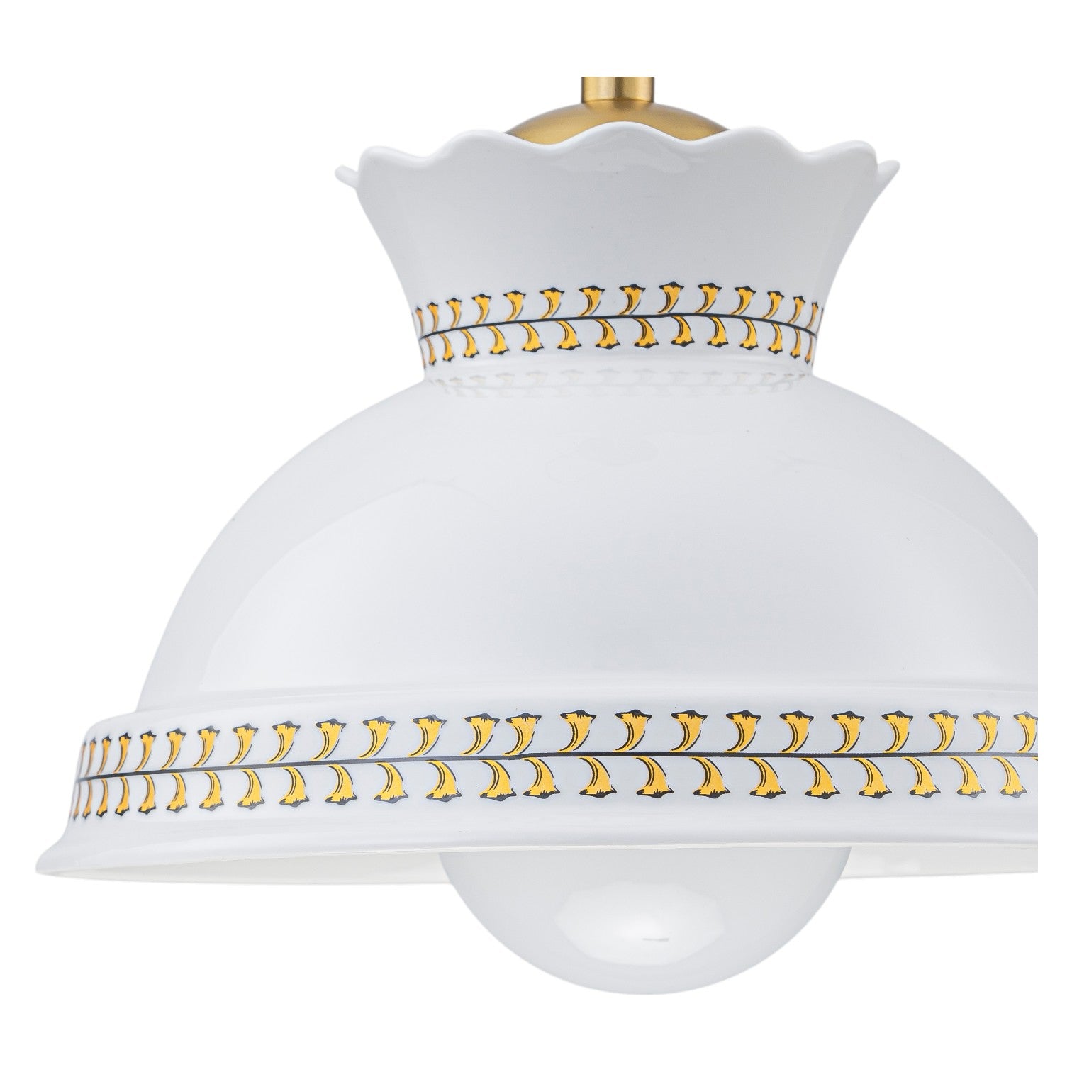 Glowlings 1-Light Vintage White Ceramic Boho Mini Pendant Light with Brass Accents