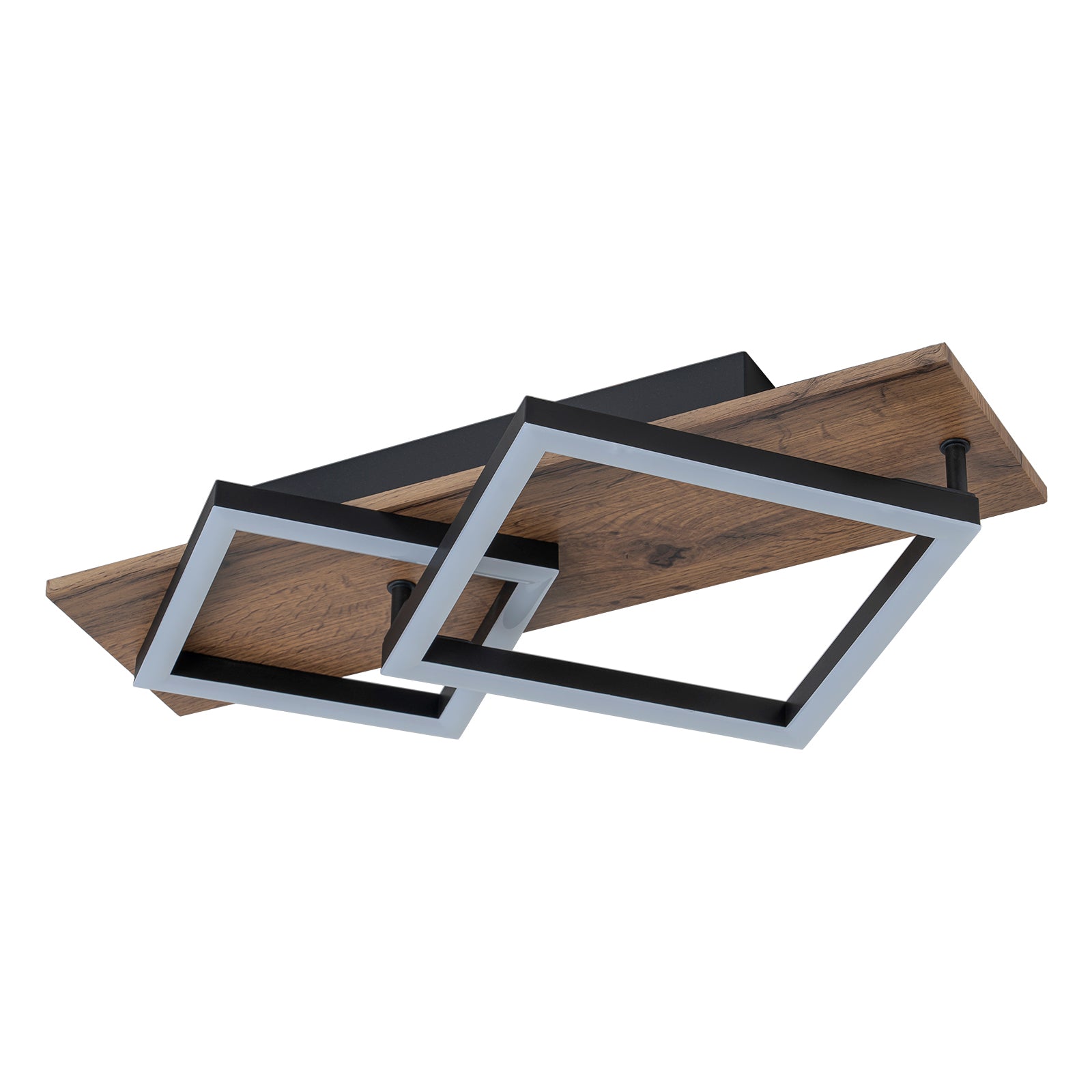 Glowlings 2-flammige Farmhouse-Deckenleuchte, 48,3 cm breit, rechteckig, integrierte LED-Holz-Deckenleuchte