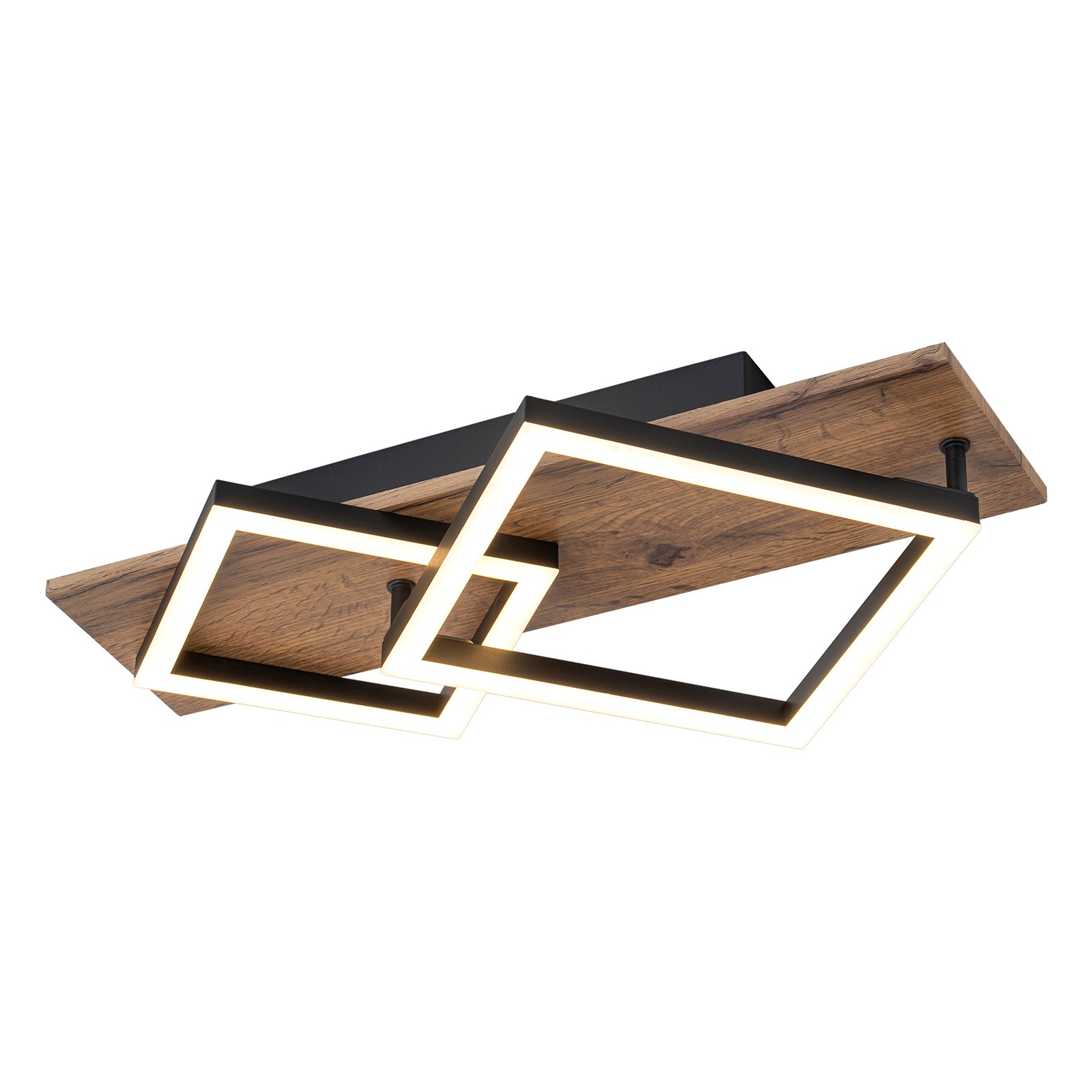 Glowlings 2-flammige Farmhouse-Deckenleuchte, 48,3 cm breit, rechteckig, integrierte LED-Holz-Deckenleuchte