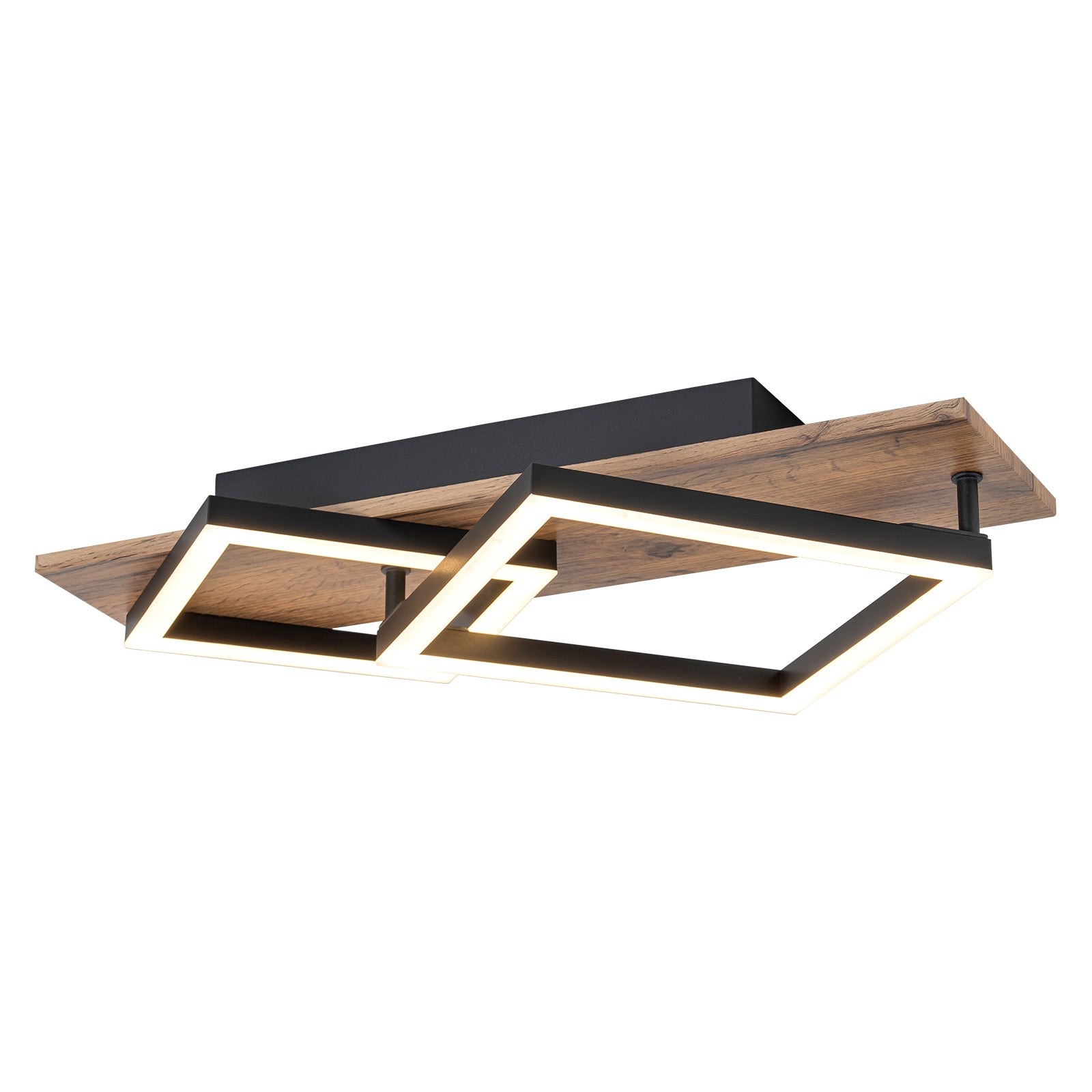 Glowlings 2-flammige Farmhouse-Deckenleuchte, 48,3 cm breit, rechteckig, integrierte LED-Holz-Deckenleuchte