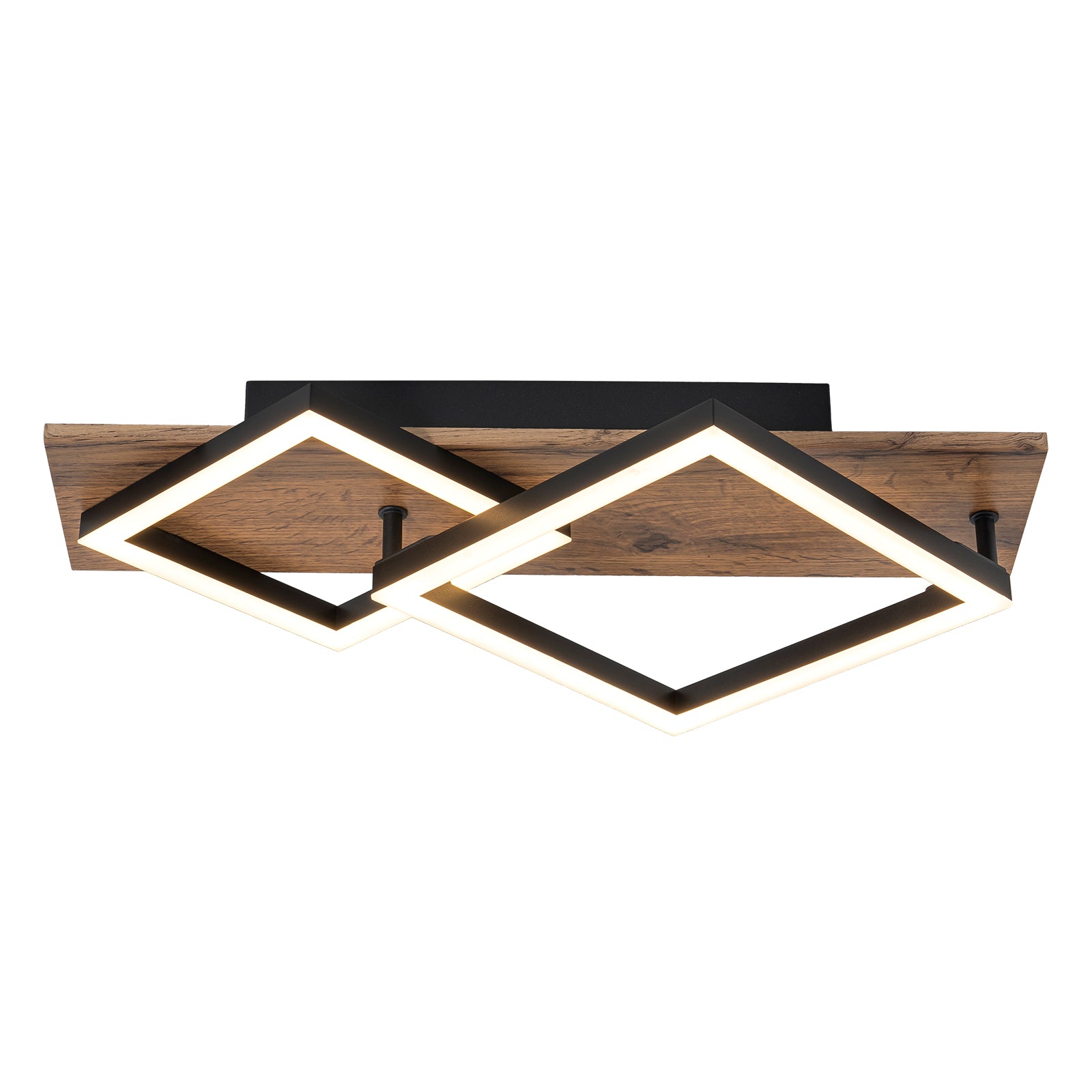 Glowlings 2-flammige Farmhouse-Deckenleuchte, 48,3 cm breit, rechteckig, integrierte LED-Holz-Deckenleuchte
