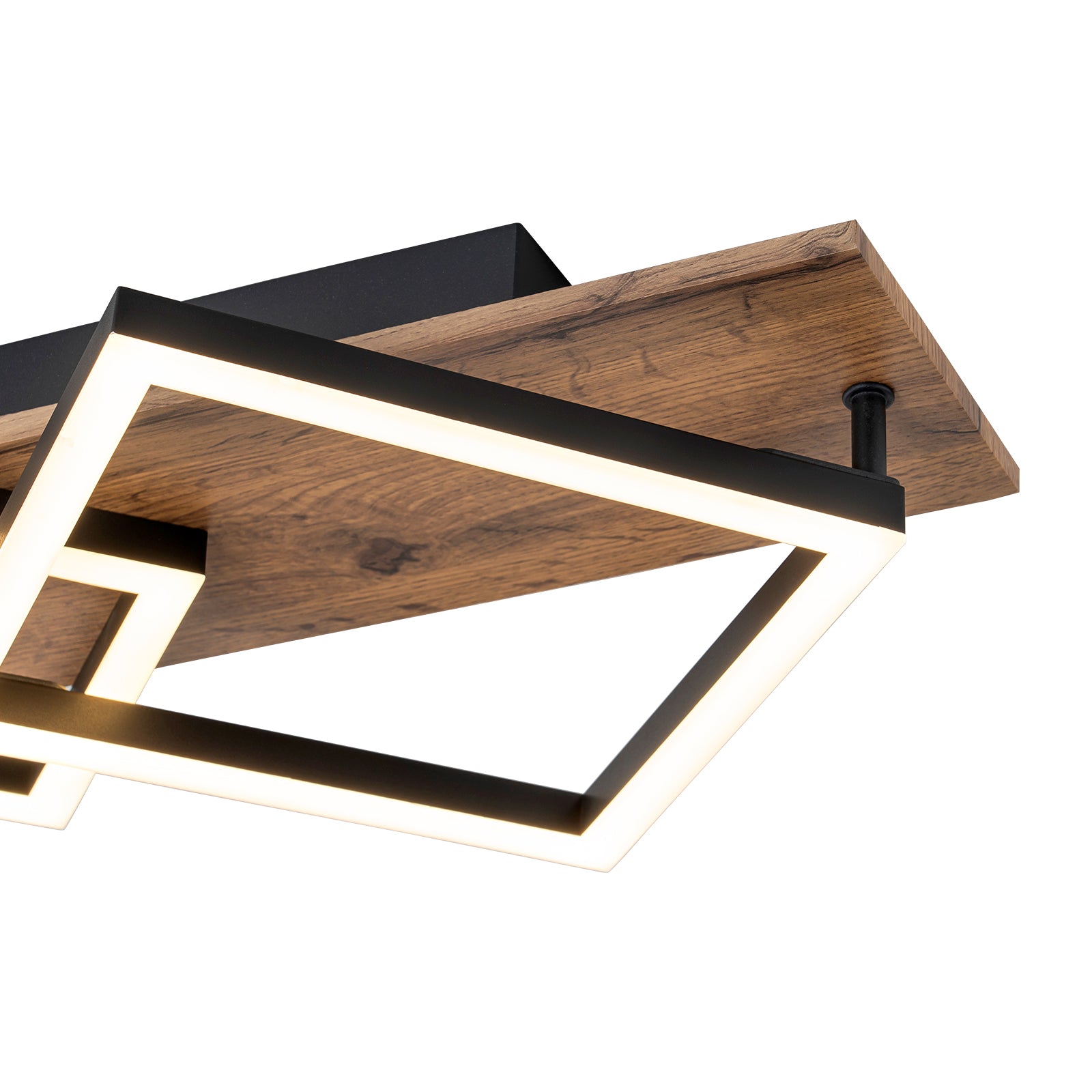 Glowlings 2-flammige Farmhouse-Deckenleuchte, 48,3 cm breit, rechteckig, integrierte LED-Holz-Deckenleuchte