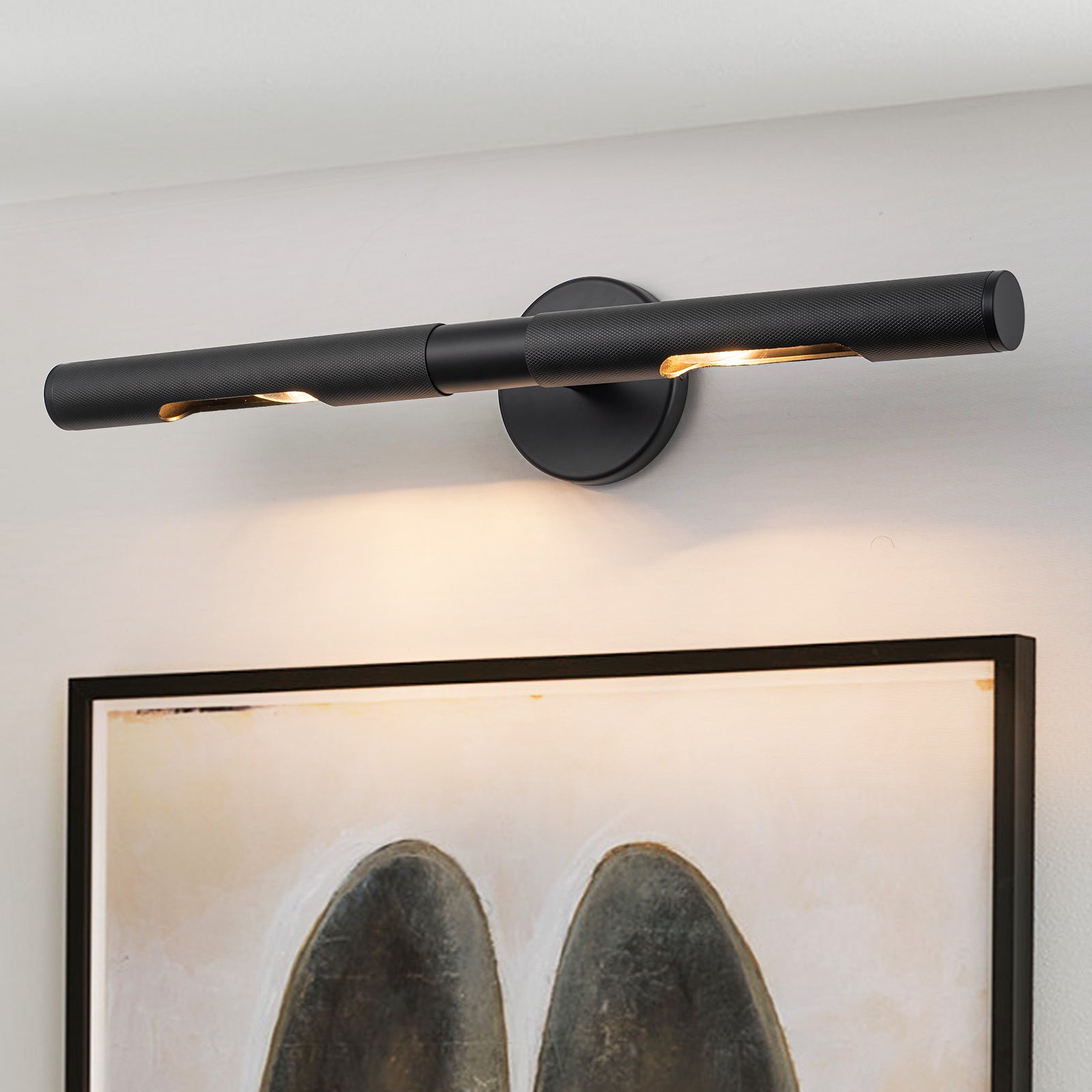 Glowlings 2-Light Modern 24"Wide Knurling Texture Antique Linear Picture Light Wall Sconce