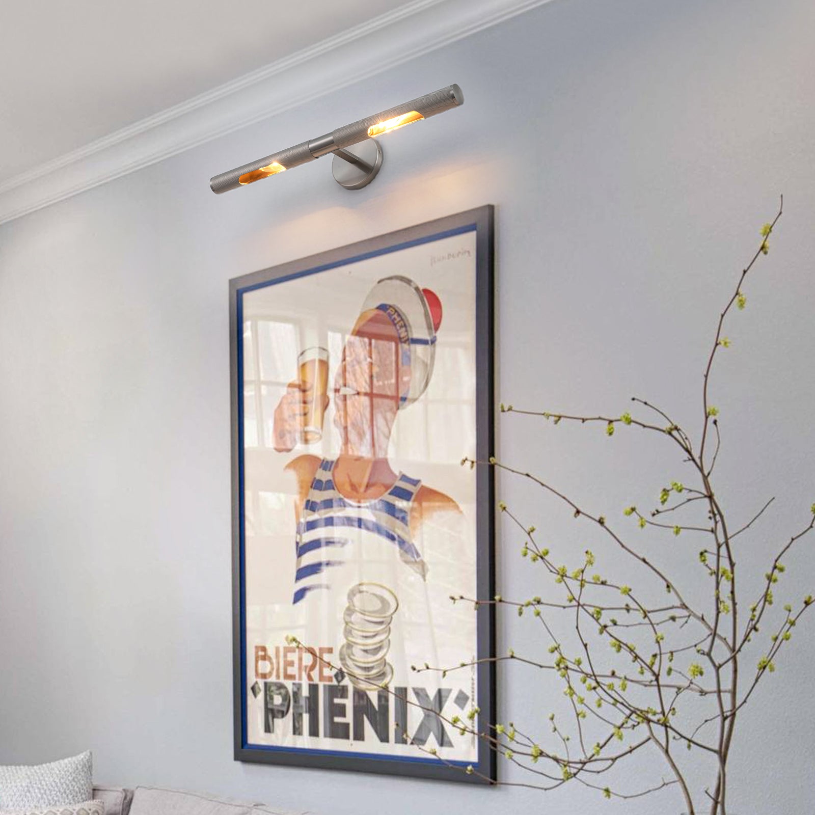 Glowlings 2-Light Modern 24"Wide Knurling Texture Antique Linear Picture Light Wall Sconce