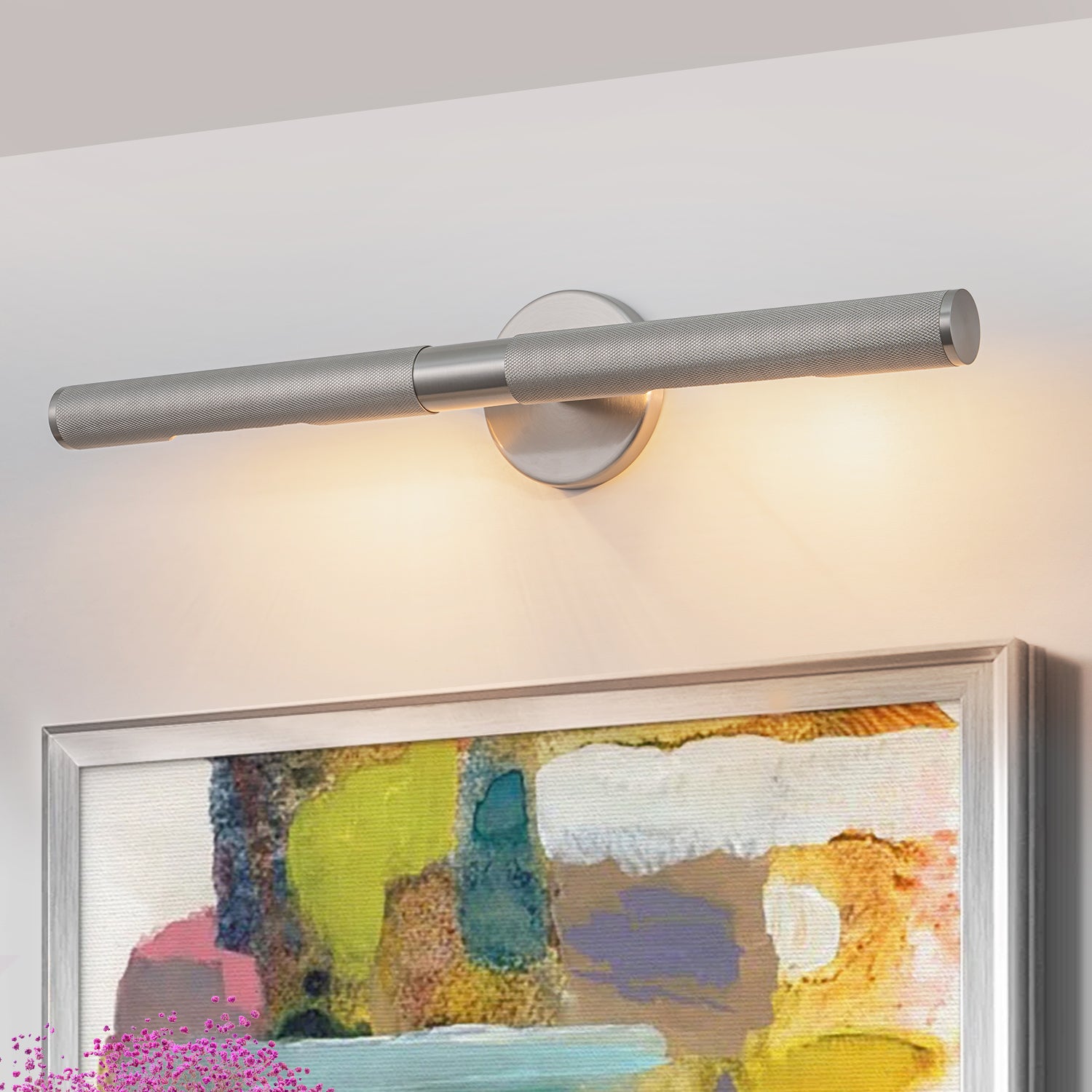Glowlings 2-Light Modern 24"Wide Knurling Texture Antique Linear Picture Light Wall Sconce