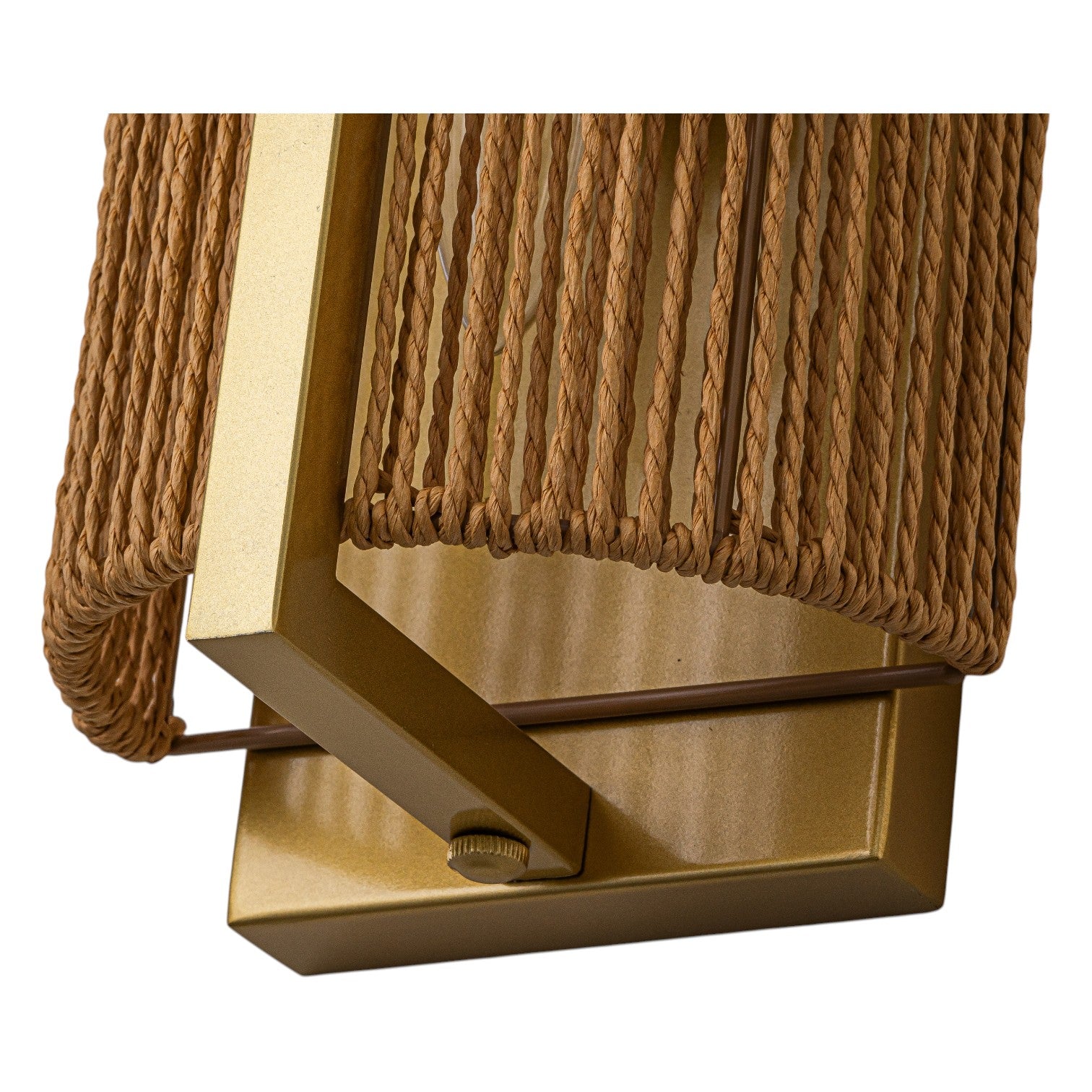 Glowlings 2-Light Boho 16"High Brushed Gold Wall Sconce with Natural Woven Jute Rope Shade