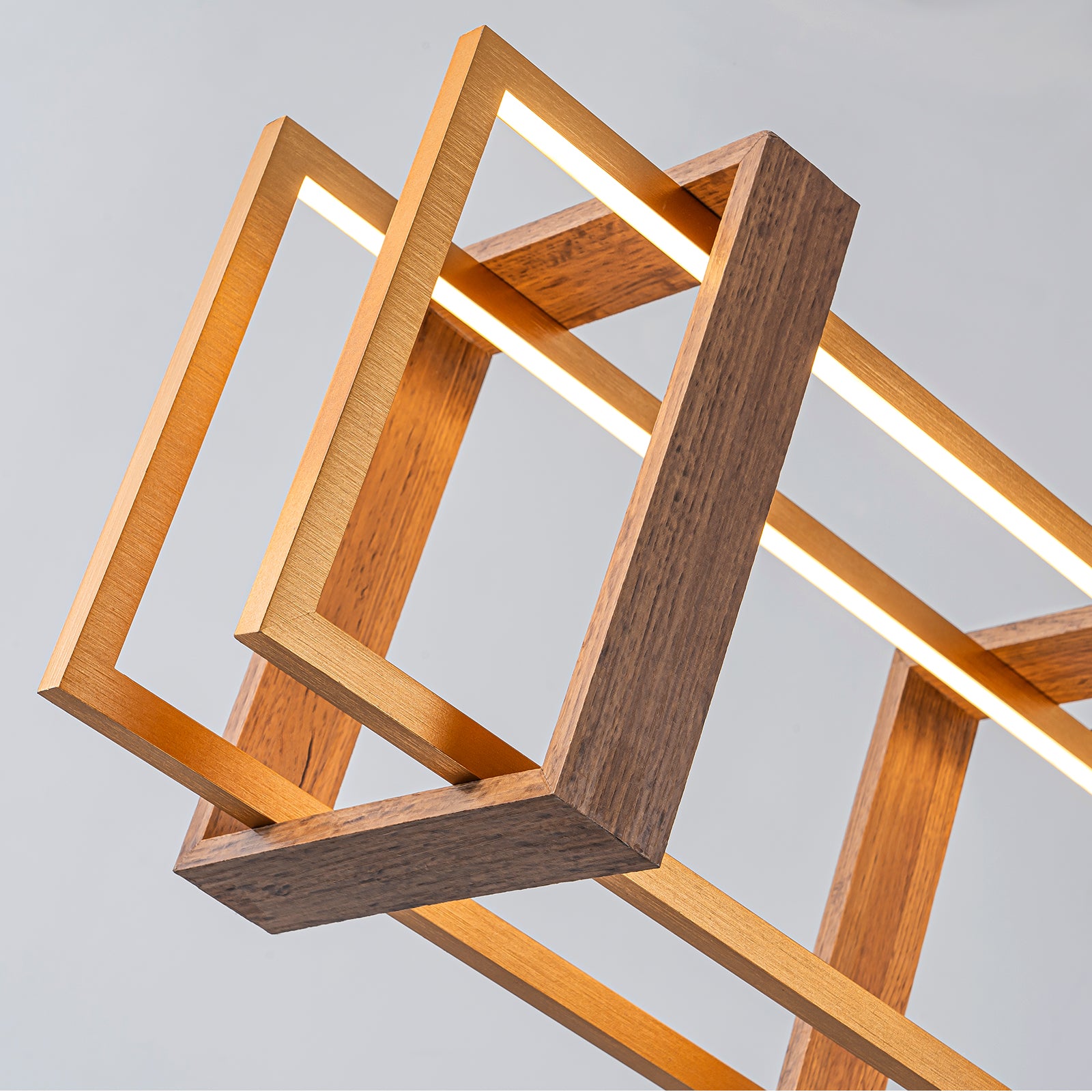 Glowlings 2-flammige Farmhouse-Pendelleuchte, 101,6 cm breit, großes rechteckiges lineares LED-Holz