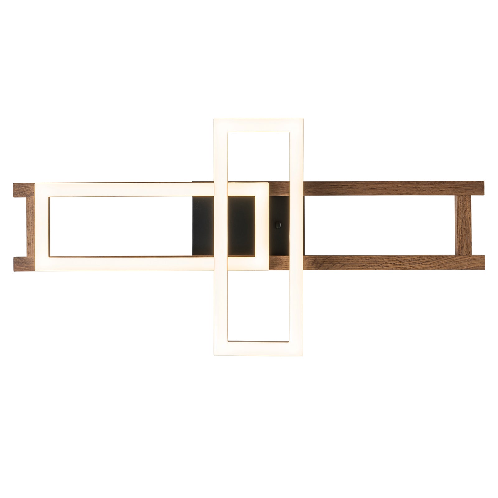 Glowlings 2-Licht Farmhouse 28" breites Rechteck 360° drehbare LED-Holz-Unterputzleuchte