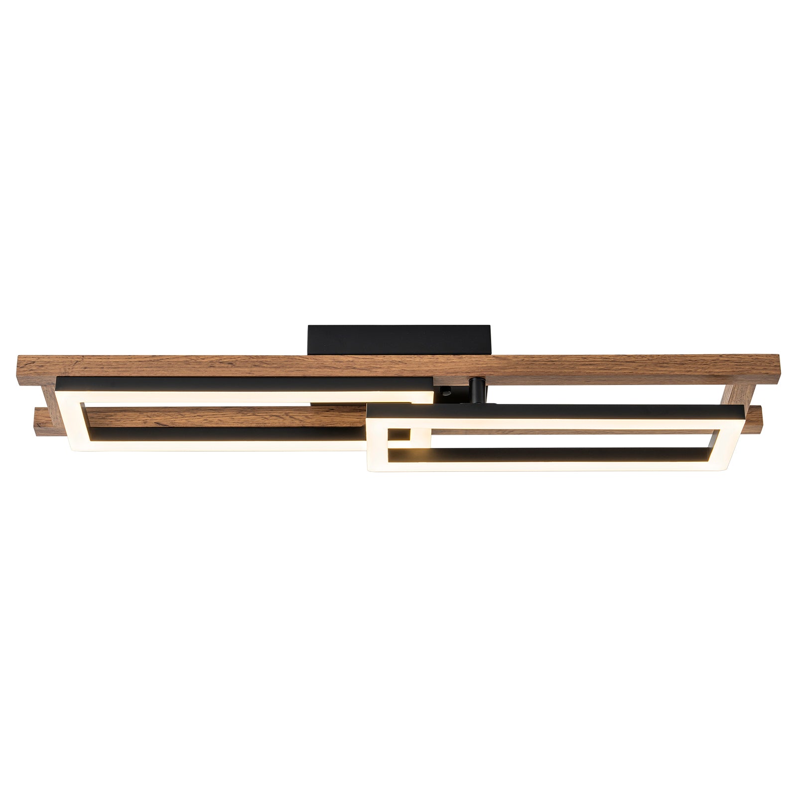 Glowlings 2-Licht Farmhouse 28" breites Rechteck 360° drehbare LED-Holz-Unterputzleuchte