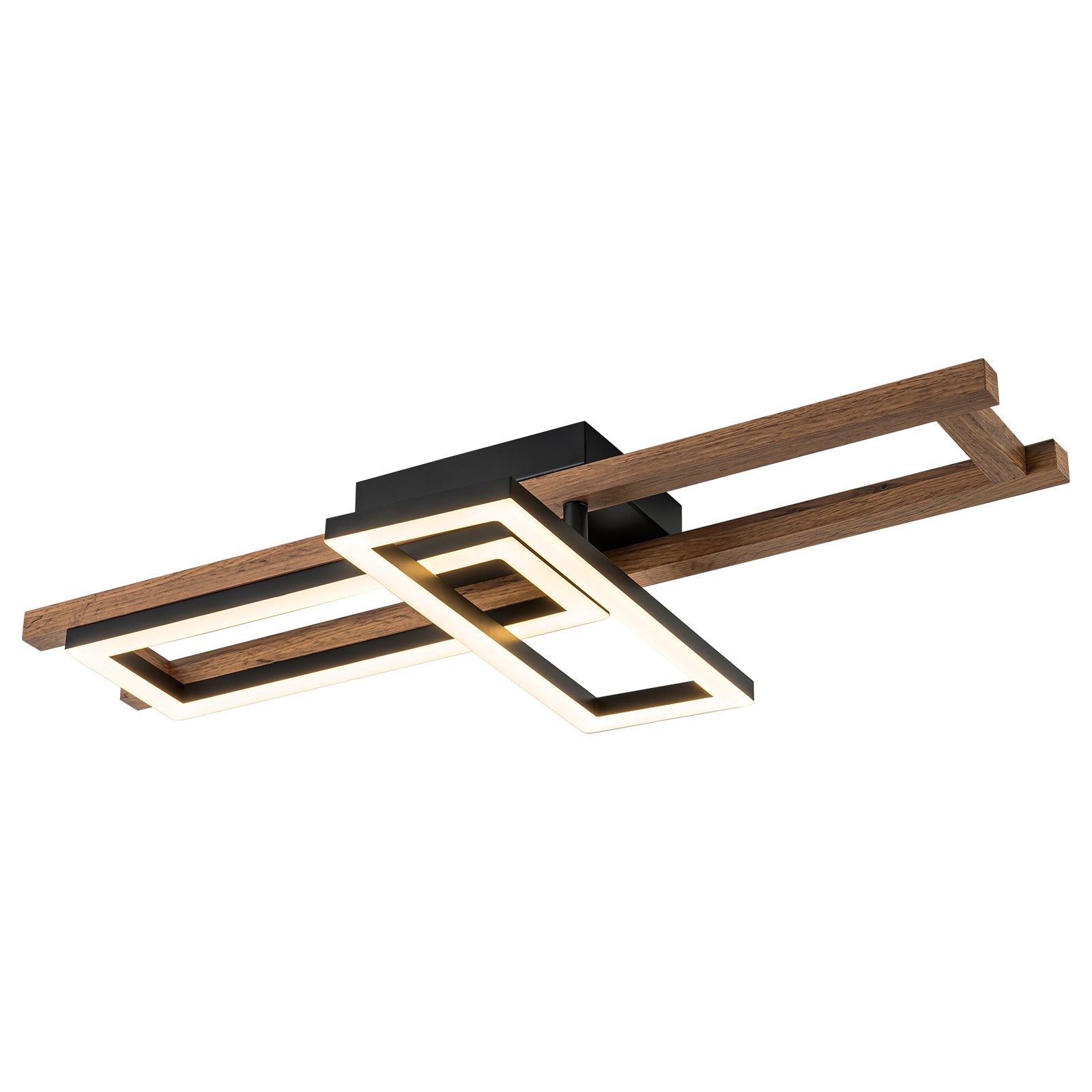 Glowlings 2-Licht Farmhouse 28" breites Rechteck 360° drehbare LED-Holz-Unterputzleuchte